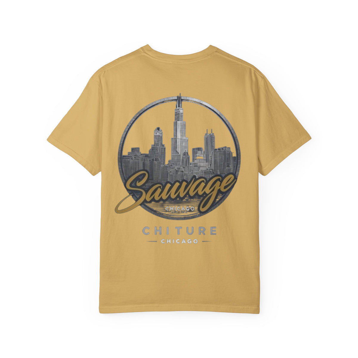 Chicago Skyline T-Shirt — "Sauvage" Graphic Tee Gold