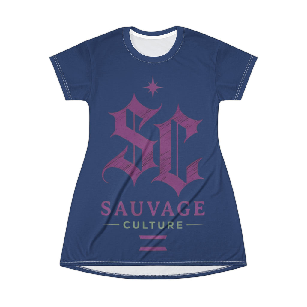 Sauvage Culture Graphic T‑Shirt Dress — Bold Gothic Logo