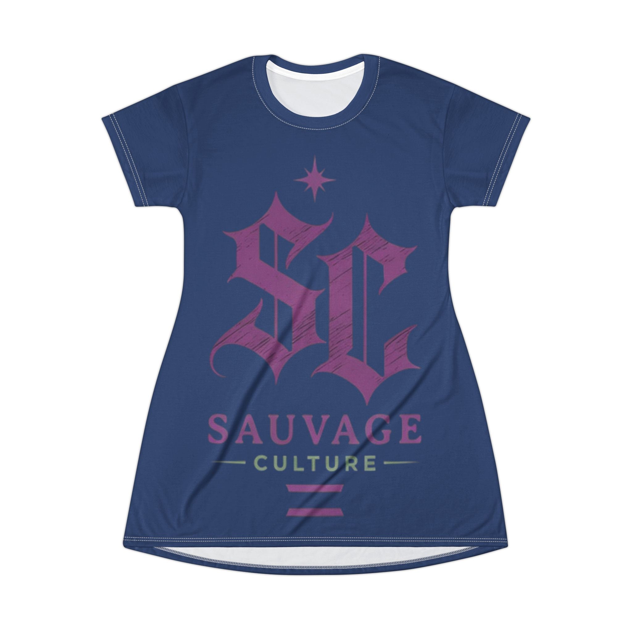 Sauvage Culture Graphic T‑Shirt Dress — Bold Gothic Logo