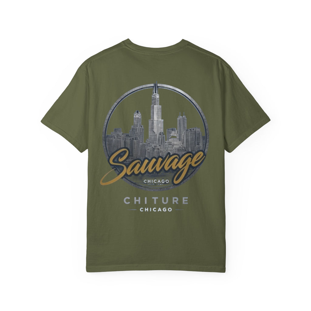 Chicago Skyline T-Shirt — "Sauvage" Graphic Tee Gold