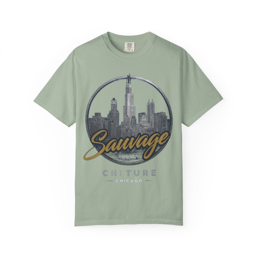 Chicago Skyline T-Shirt — "Sauvage" Graphic Tee Gold