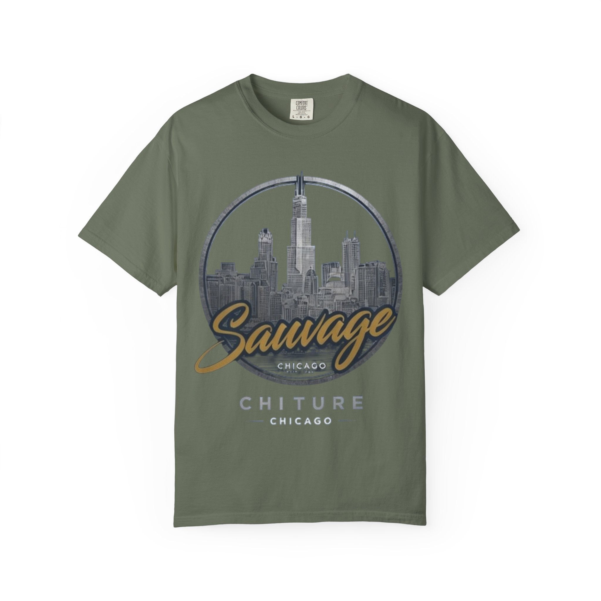 Chicago Skyline T-Shirt — "Sauvage" Graphic Tee Gold