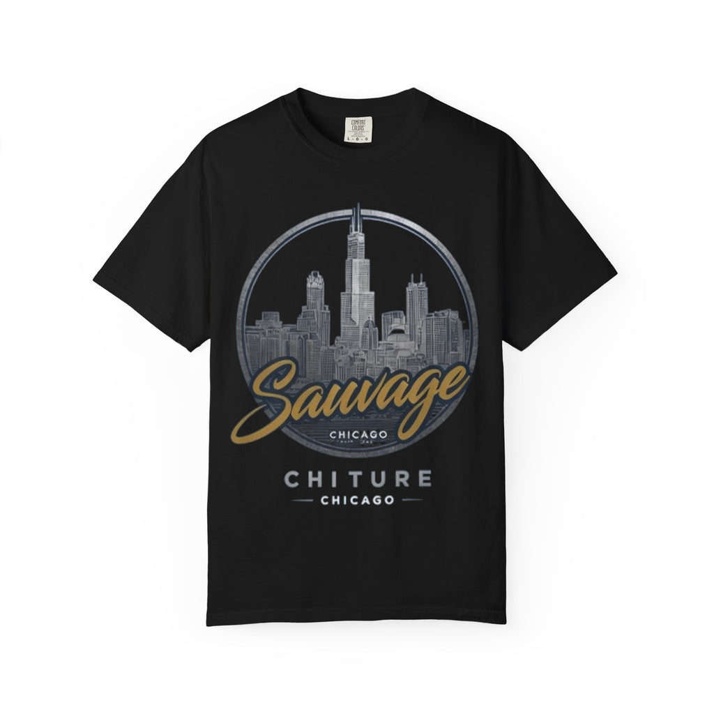 Chicago Skyline T-Shirt — "Sauvage" Graphic Tee Gold