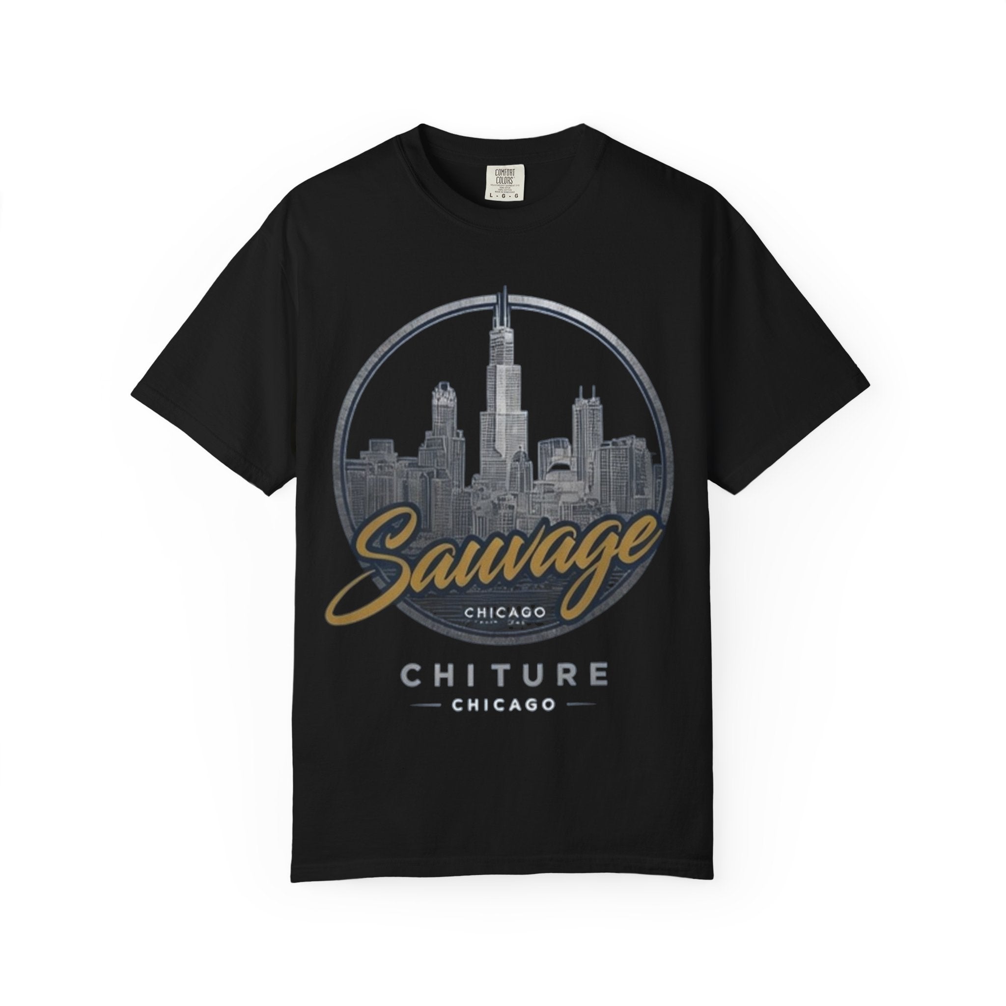 Chicago Skyline T-Shirt — "Sauvage" Graphic Tee Gold
