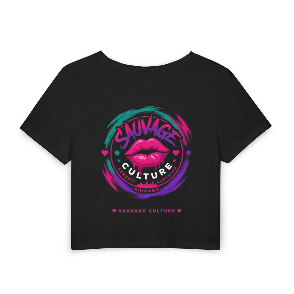 Sauvage Kiss Crop Tee — Women's Graphic Baby T-Shirt