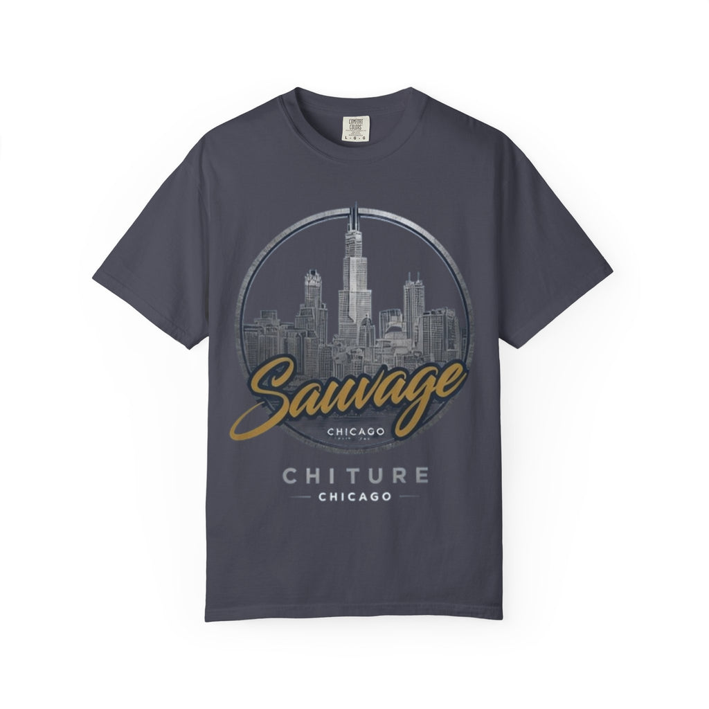 Chicago Skyline T-Shirt — "Sauvage" Graphic Tee Gold