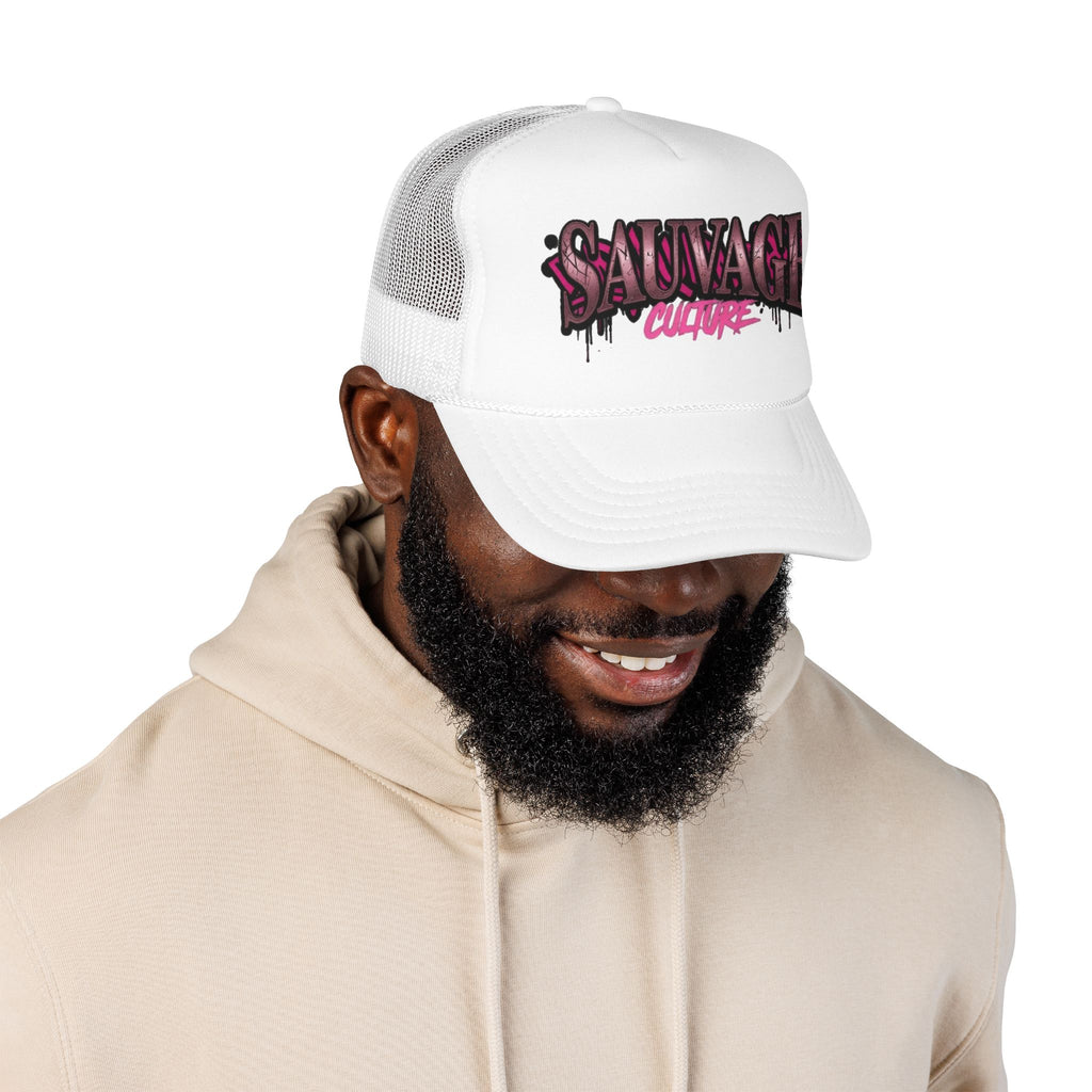 Copy of Pink Trucker Hat — 'Savage Auntie' Floral Graphic Foam Cap