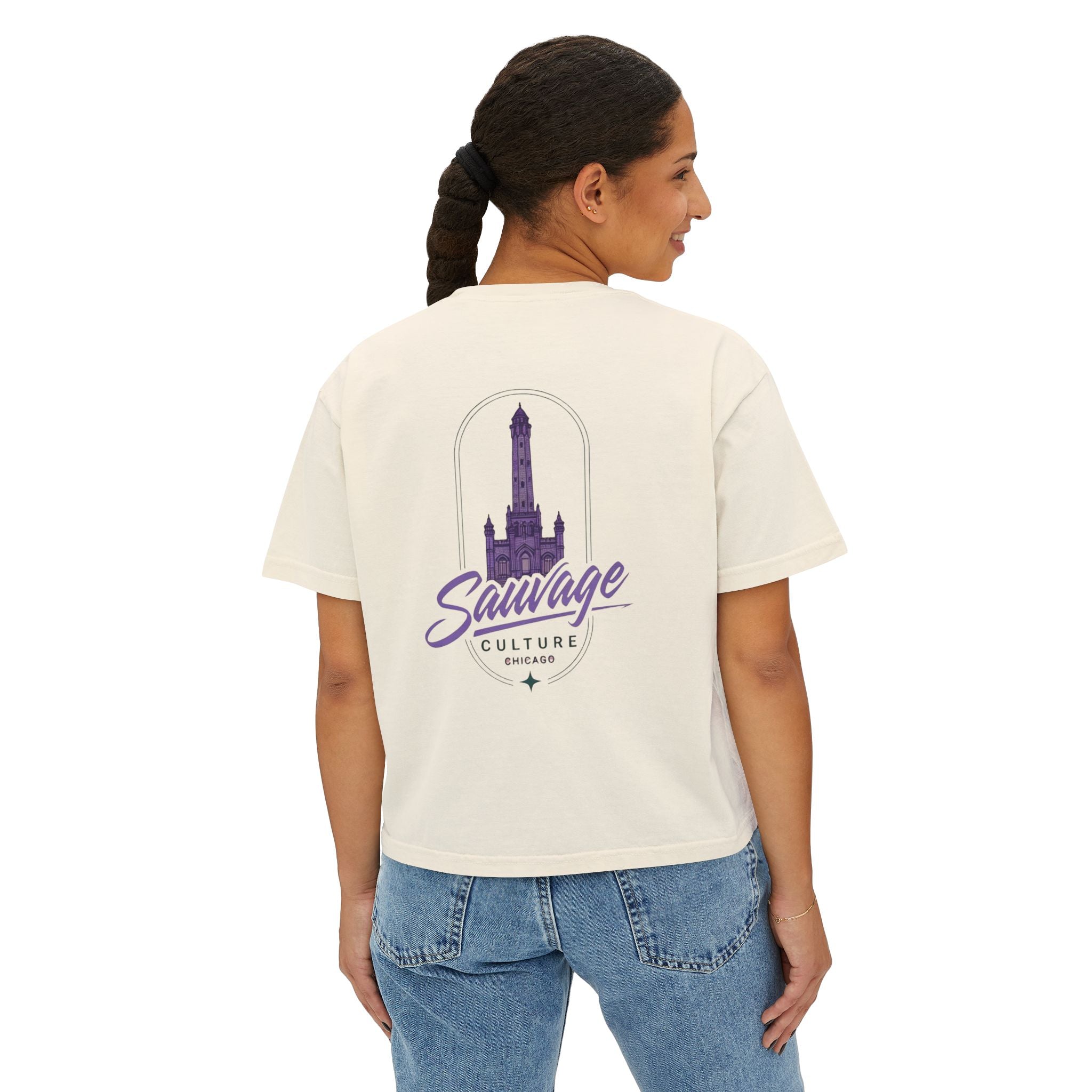 Savage Culture Vintage Tower Boxy Tee — Women's Cropped Graphic T‑Shirt
