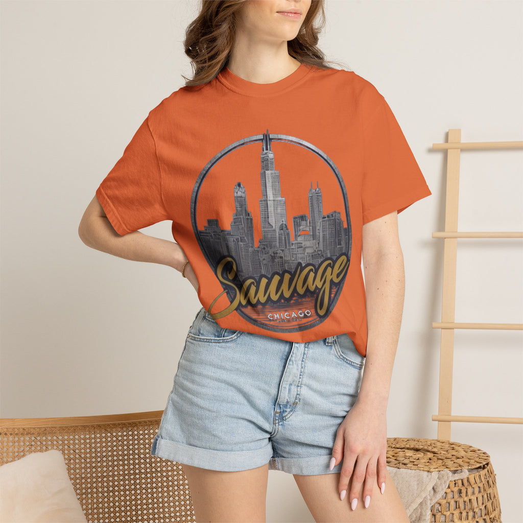 Chicago Skyline T-Shirt — "Sauvage" Graphic Tee Gold