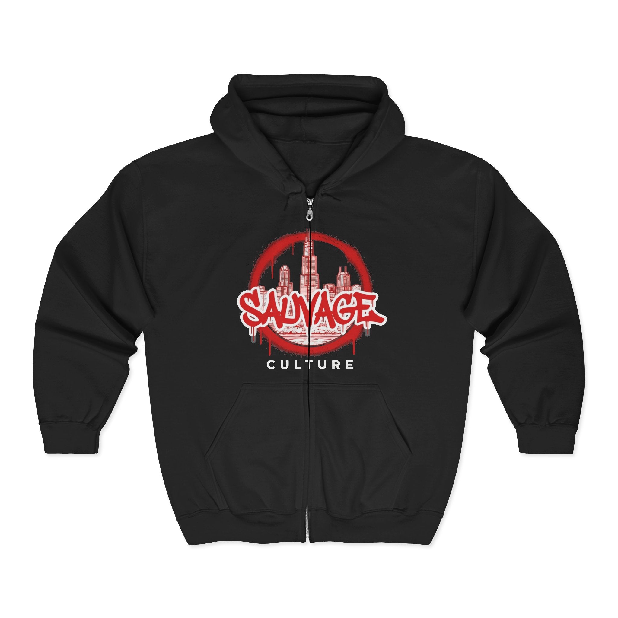 Savage Culture Zip Hoodie — Urban Graffiti Full-Zip Sweatshirt