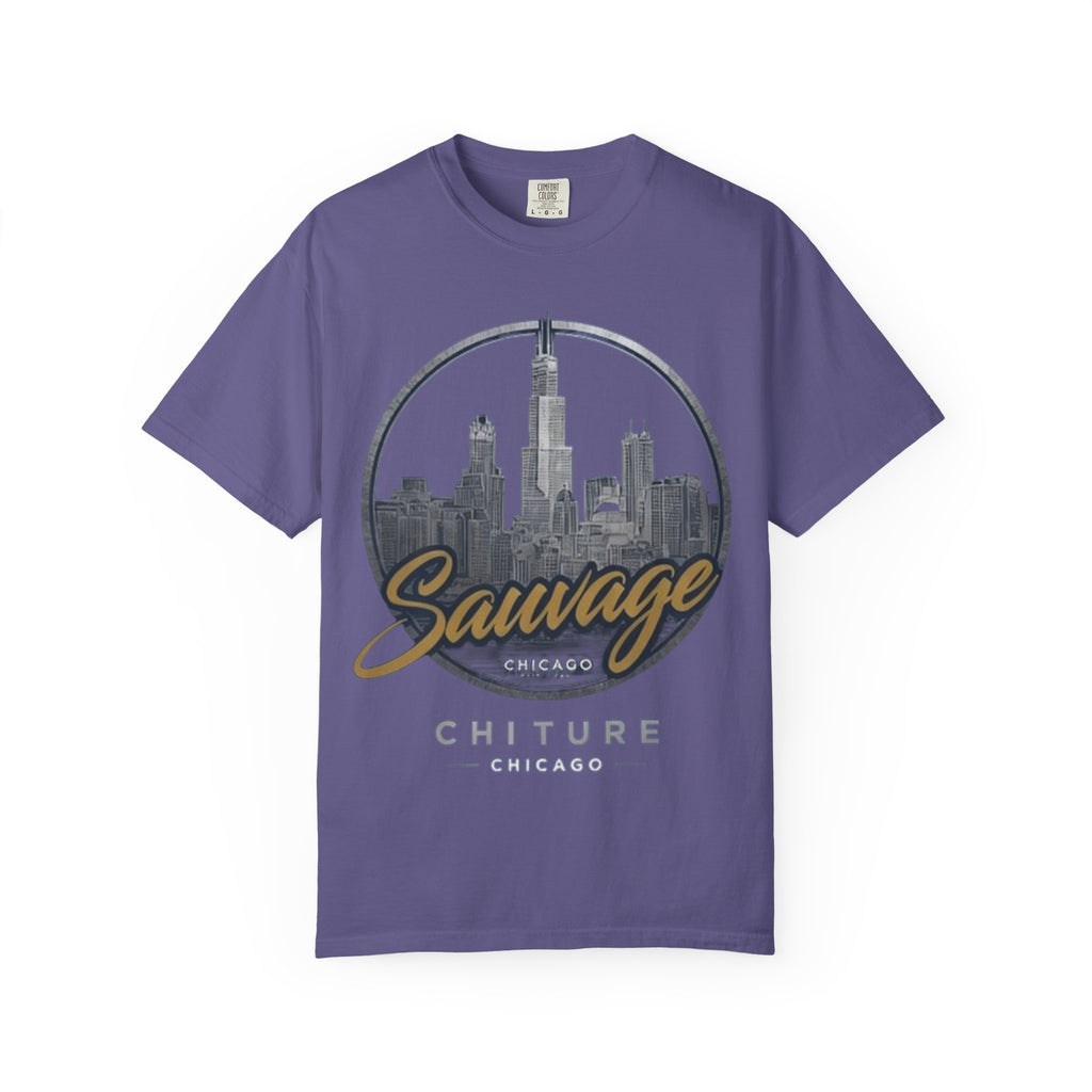 Chicago Skyline T-Shirt — "Sauvage" Graphic Tee Gold