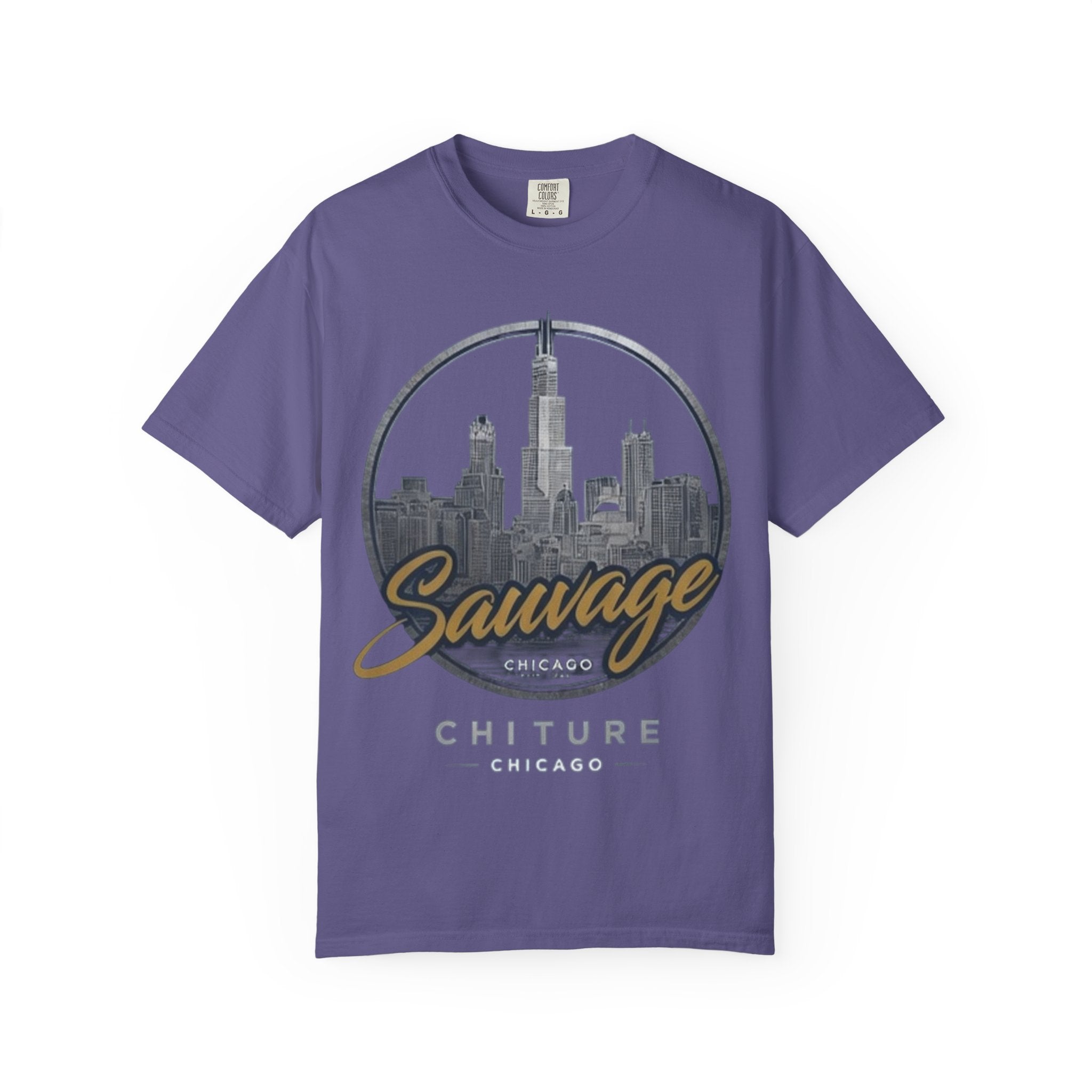 Chicago Skyline T-Shirt — "Sauvage" Graphic Tee Gold