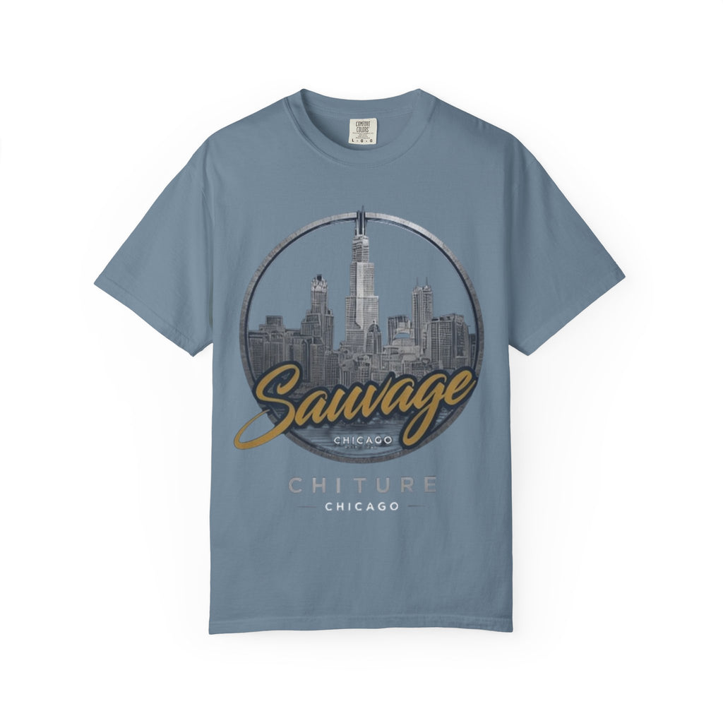 Chicago Skyline T-Shirt — "Sauvage" Graphic Tee Gold