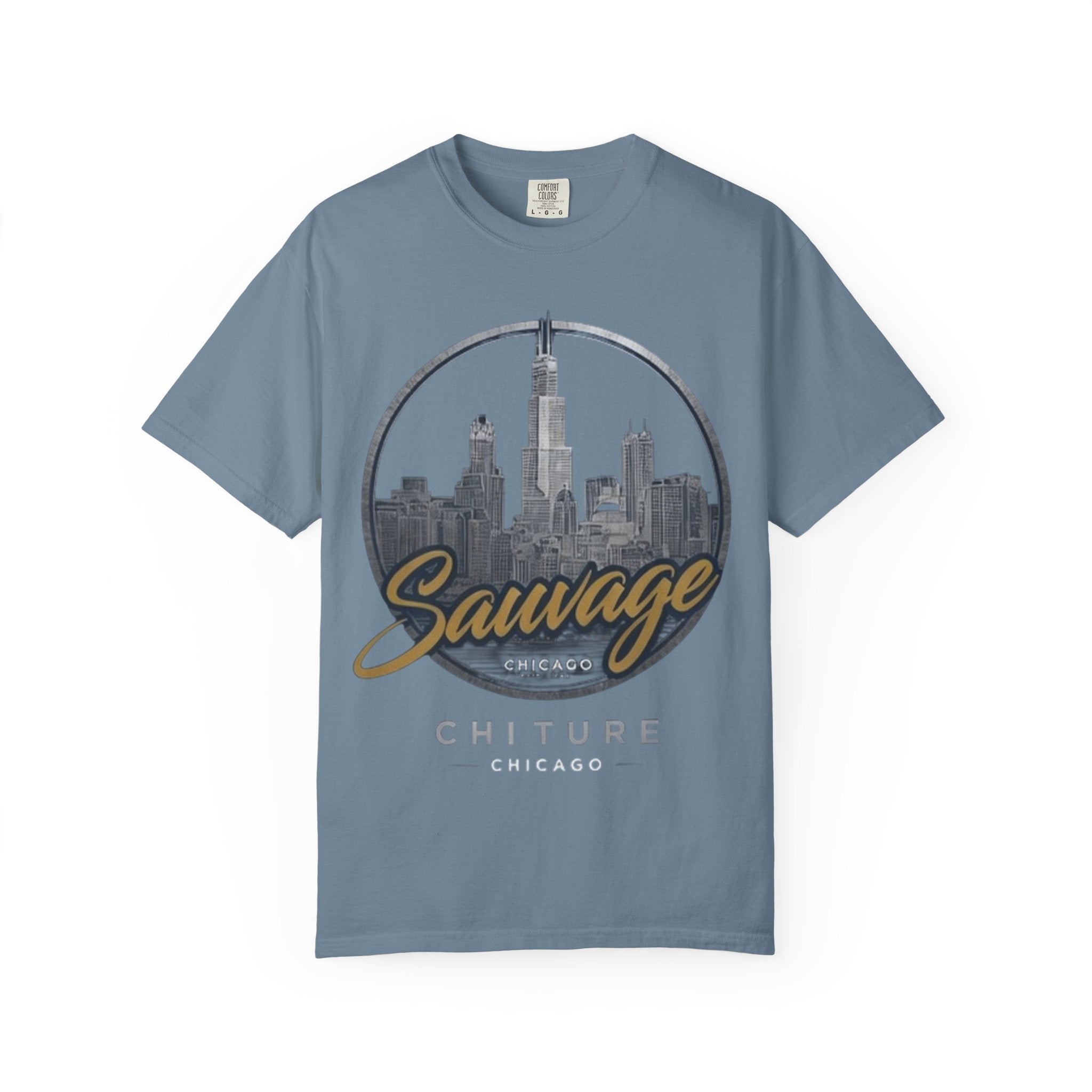 Chicago Skyline T-Shirt — "Sauvage" Graphic Tee Gold