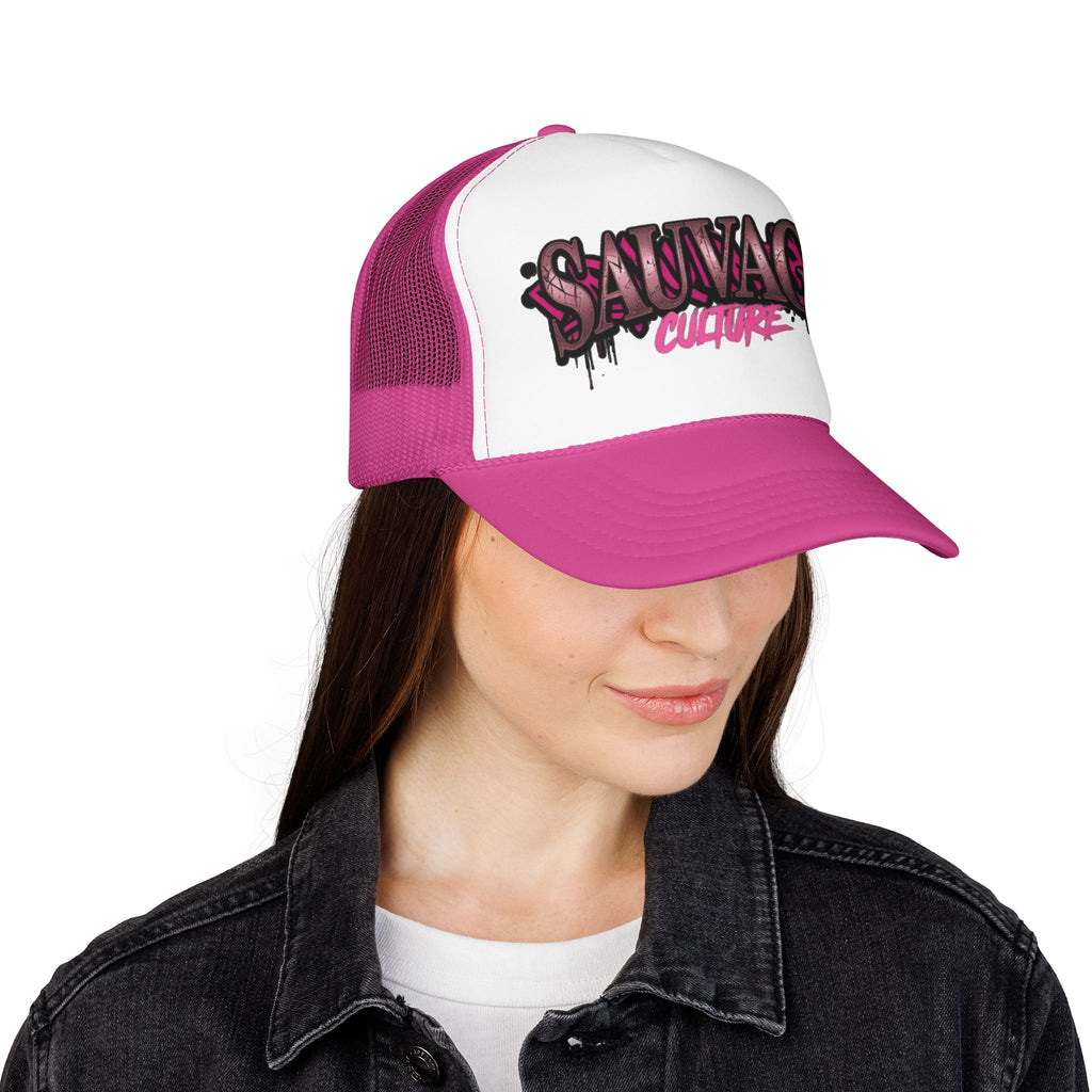 Copy of Pink Trucker Hat — 'Savage Auntie' Floral Graphic Foam Cap
