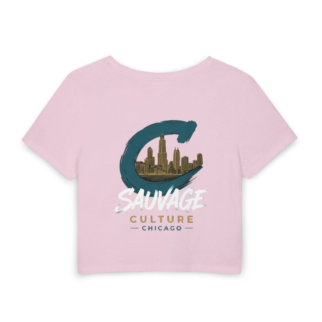 Chicago 'Sauvage Culture' Women's Baby Tee — City Skyline Crop Top