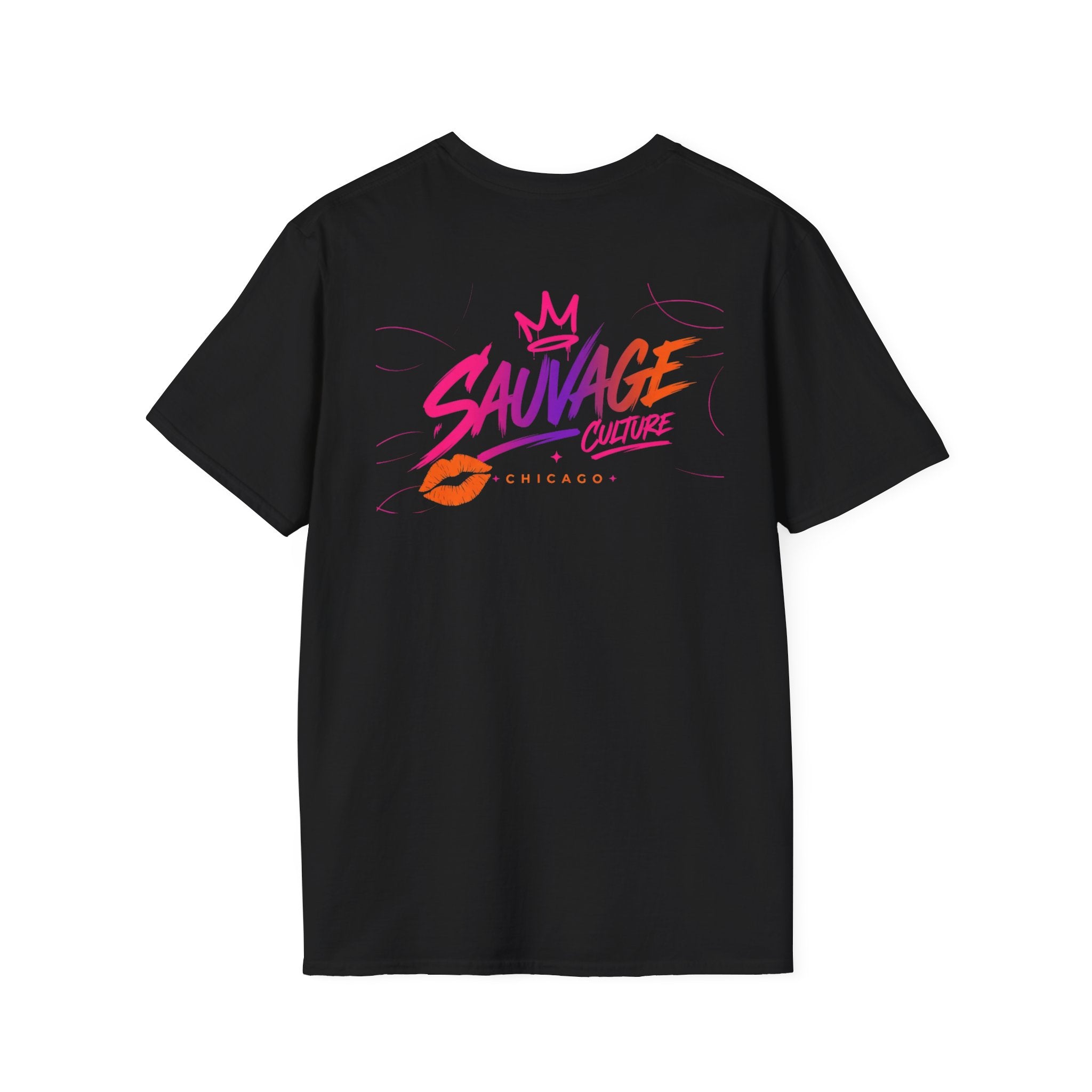 Sauvage Culture T-Shirt — Retro Neon Graphic Tee (Chicago)