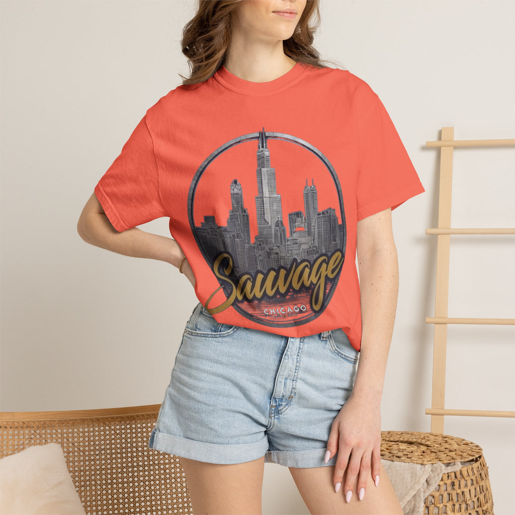Chicago Skyline T-Shirt — "Sauvage" Graphic Tee Gold
