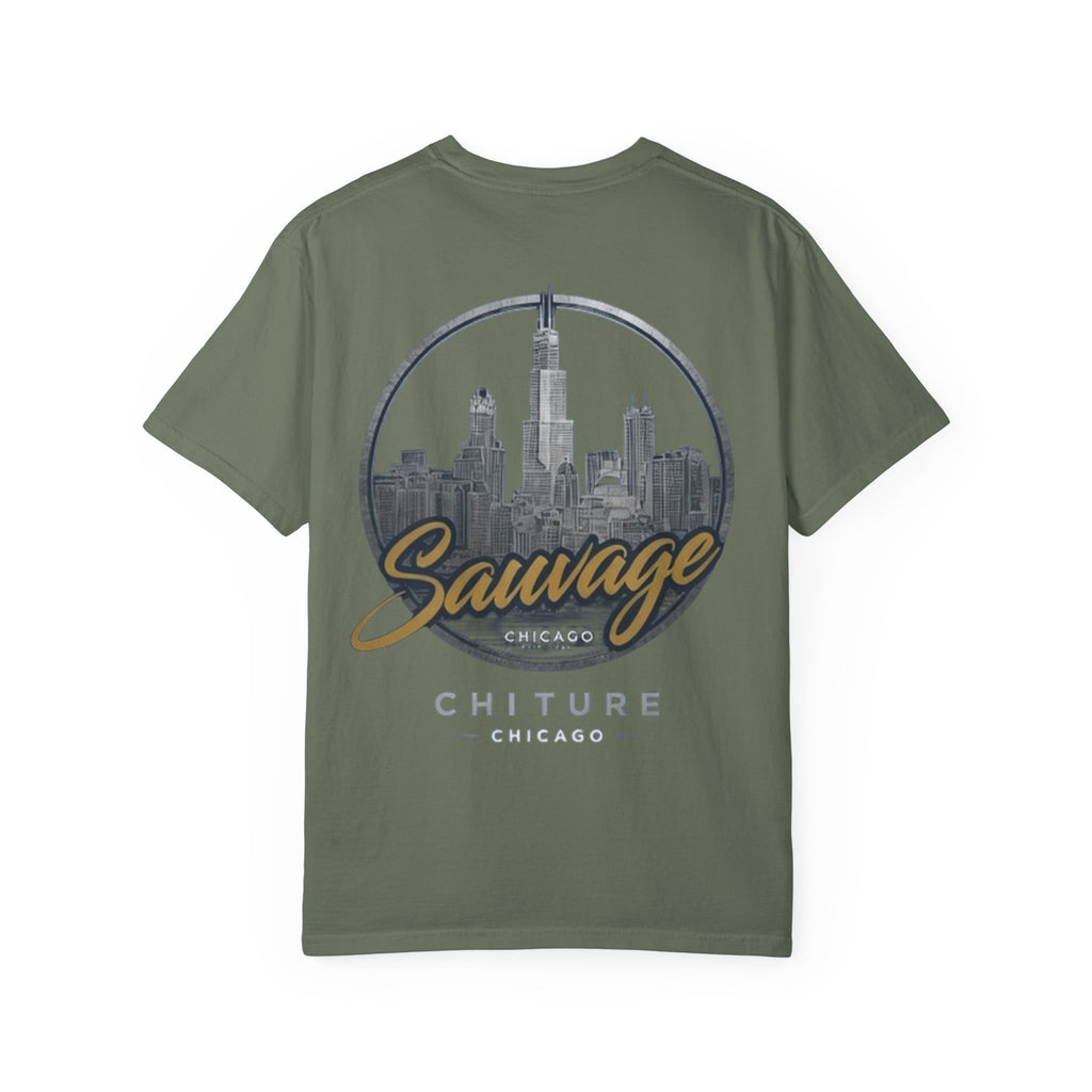 Chicago Skyline T-Shirt — "Sauvage" Graphic Tee Gold