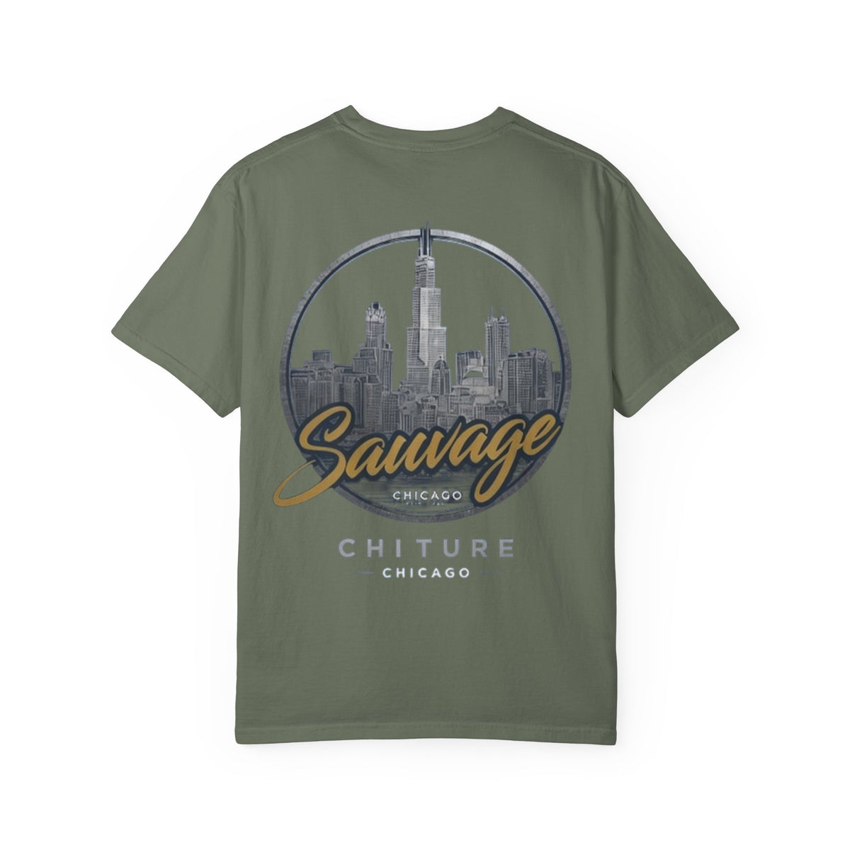 Chicago Skyline T-Shirt — "Sauvage" Graphic Tee Gold