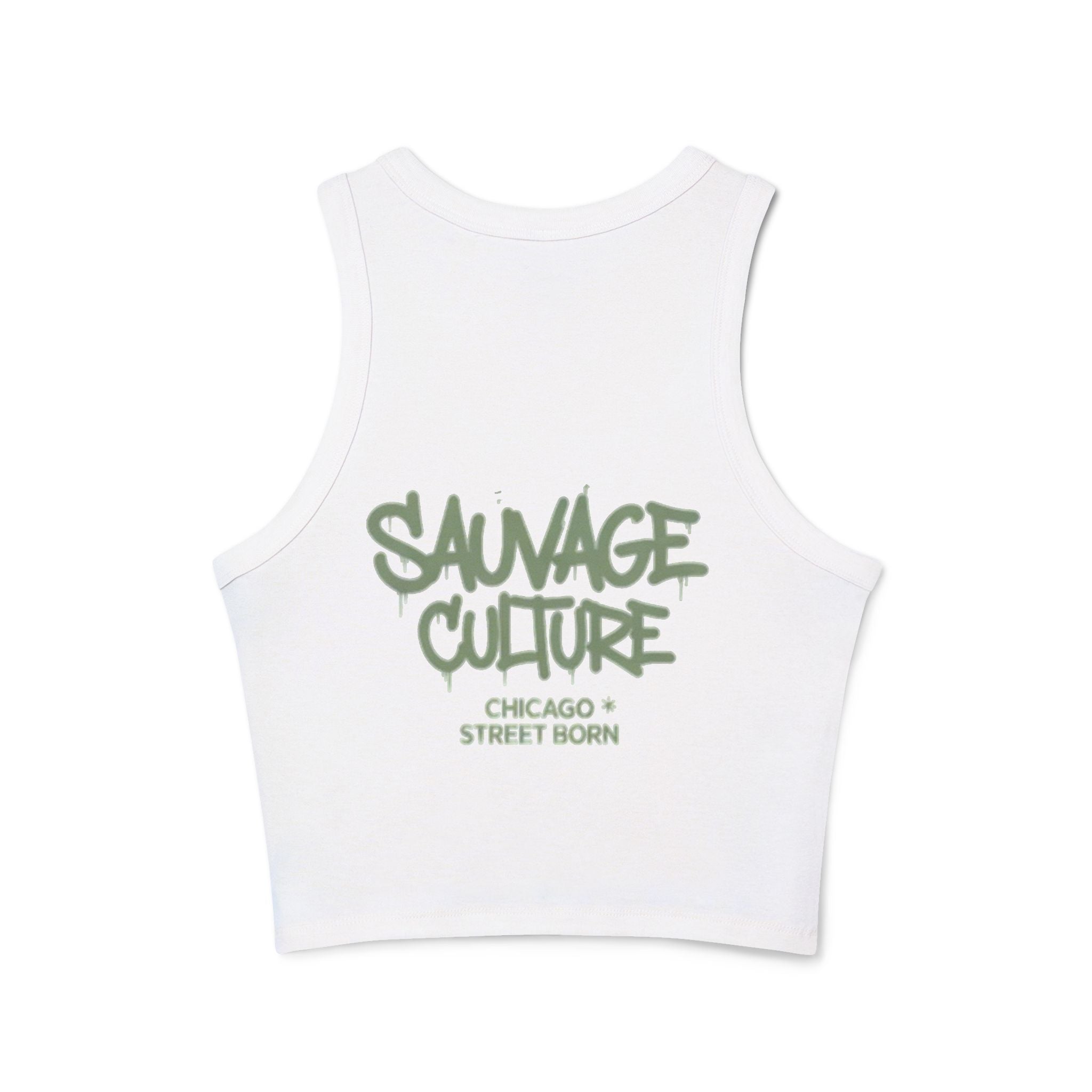 Racer Tank — "Sauvage Culture" Graffiti Crop Tank (Chicago Street Born)