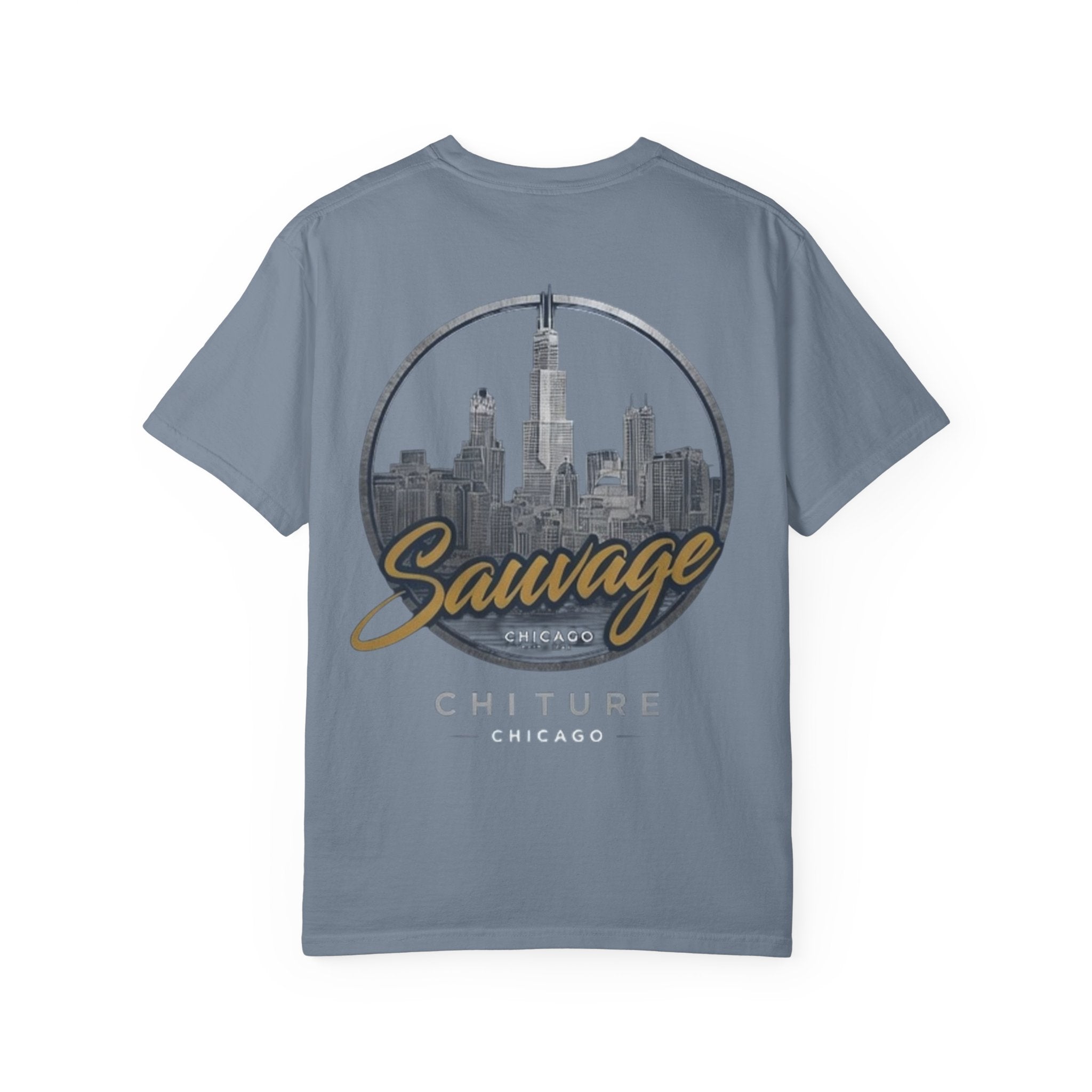 Chicago Skyline T-Shirt — "Sauvage" Graphic Tee Gold