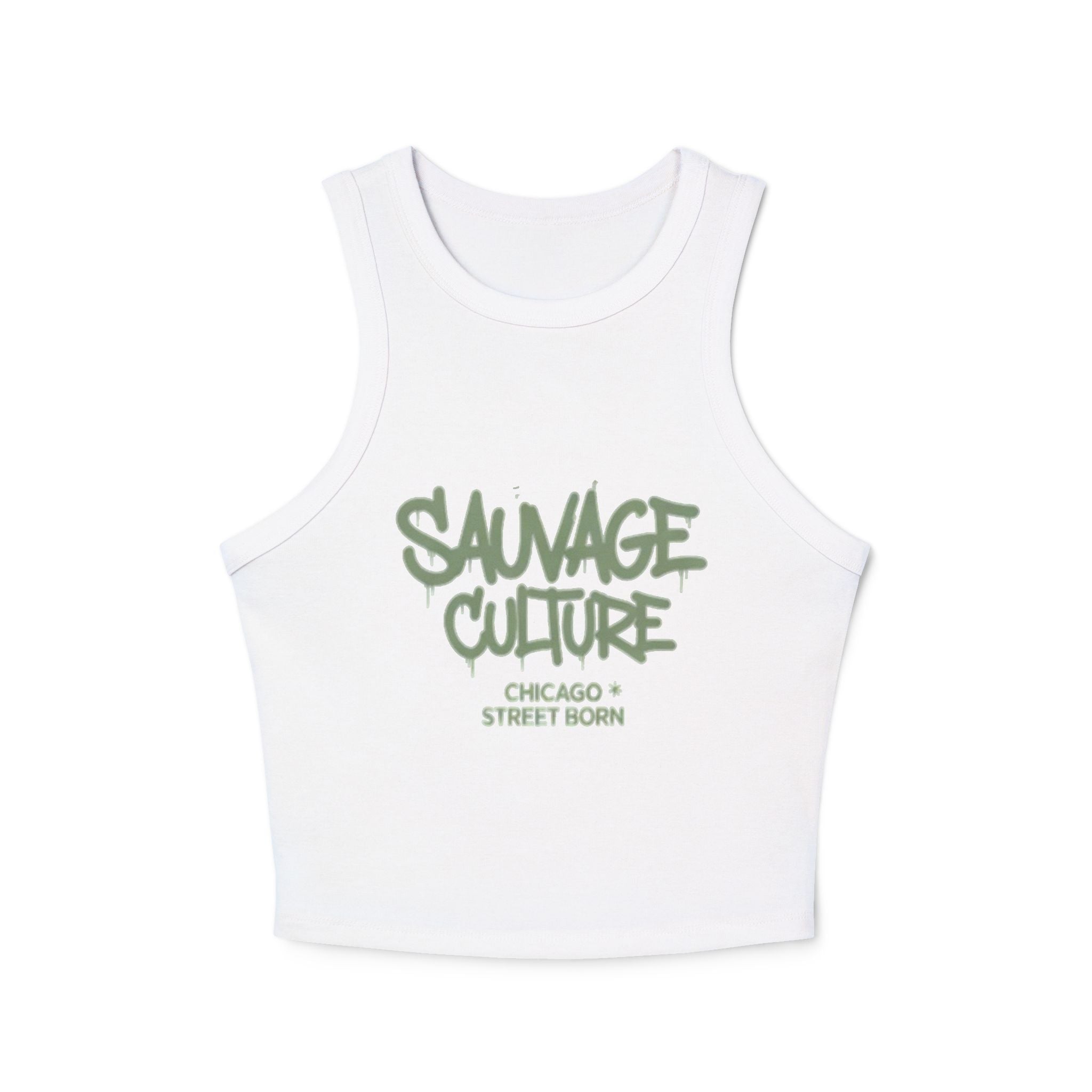 Racer Tank — "Sauvage Culture" Graffiti Crop Tank (Chicago Street Born)