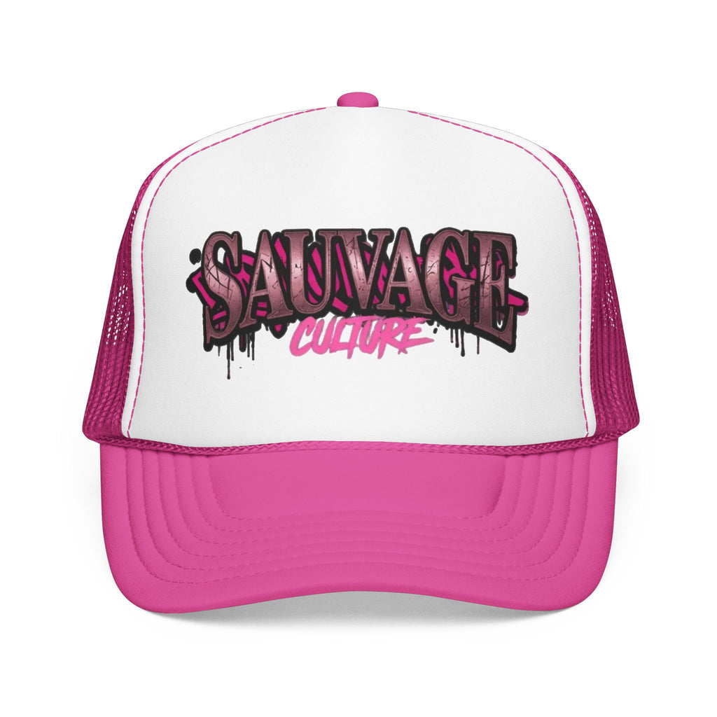 Copy of Pink Trucker Hat — 'Savage Auntie' Floral Graphic Foam Cap