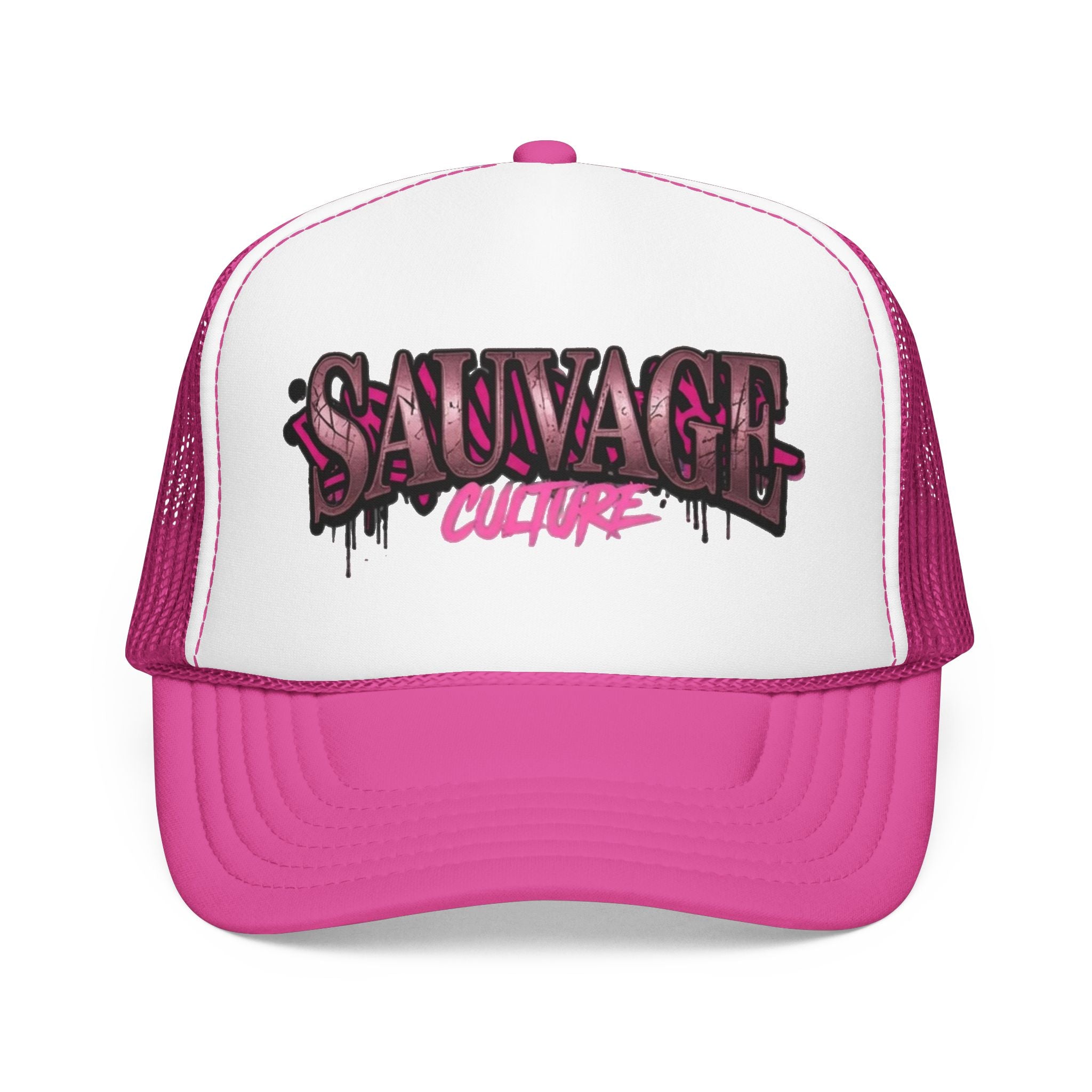 Copy of Pink Trucker Hat — 'Savage Auntie' Floral Graphic Foam Cap