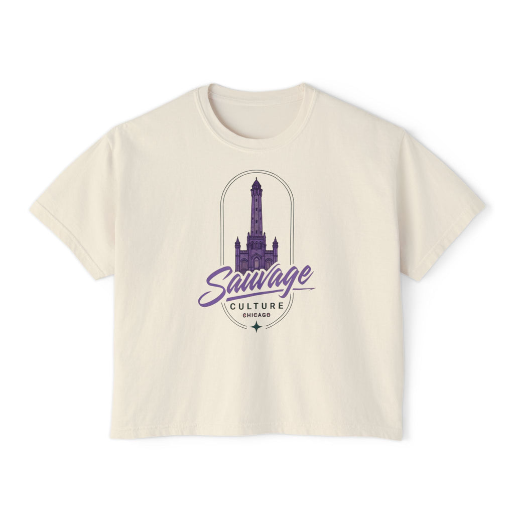 Savage Culture Vintage Tower Boxy Tee — Women's Cropped Graphic T‑Shirt