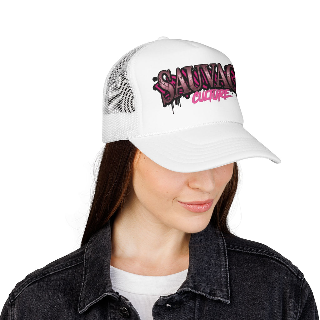 Copy of Pink Trucker Hat — 'Savage Auntie' Floral Graphic Foam Cap