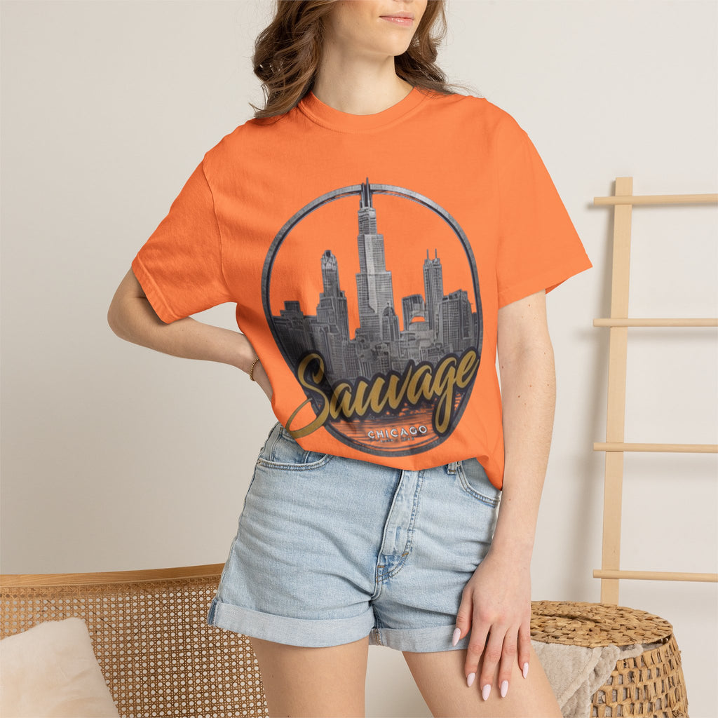 Chicago Skyline T-Shirt — "Sauvage" Graphic Tee Gold