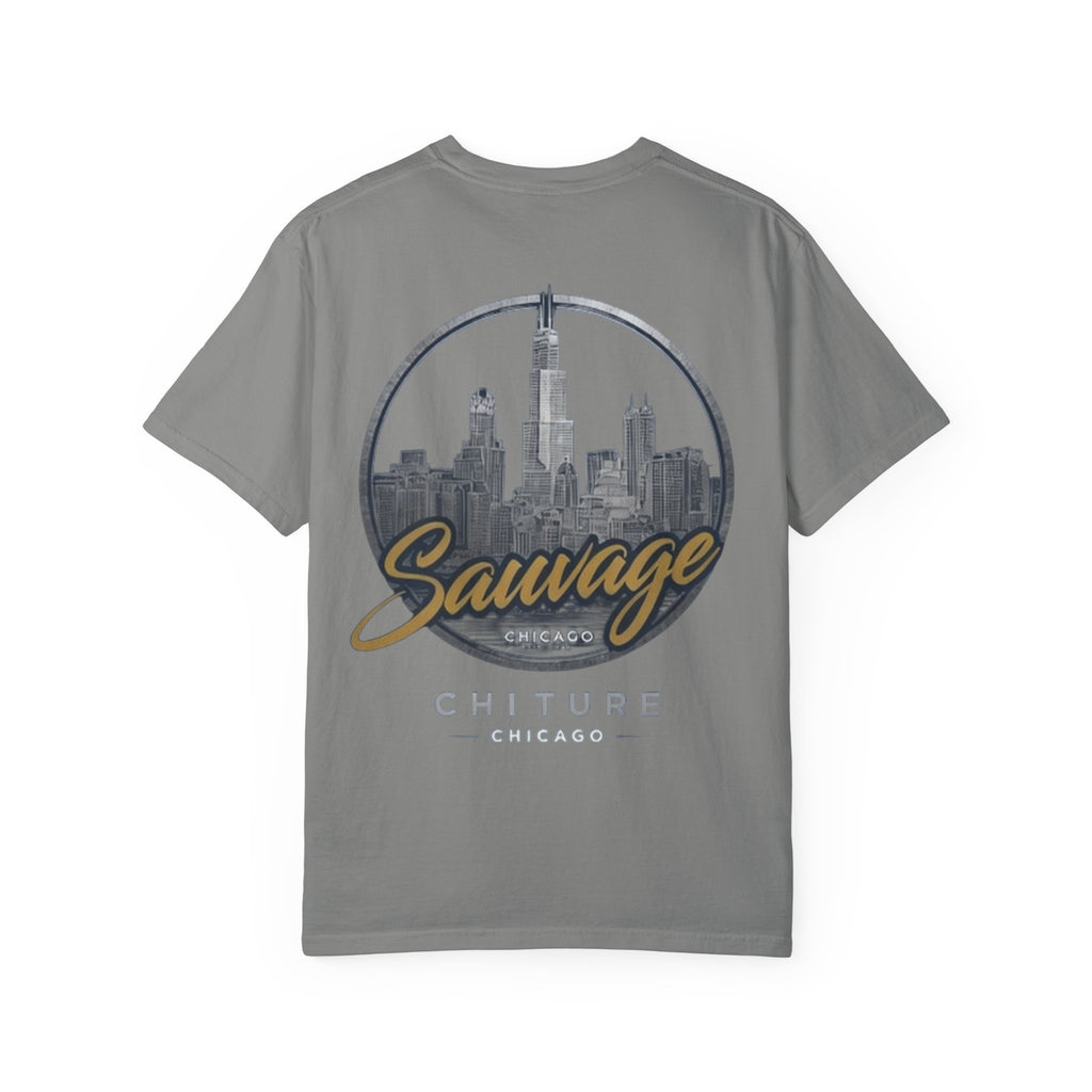 Chicago Skyline T-Shirt — "Sauvage" Graphic Tee Gold