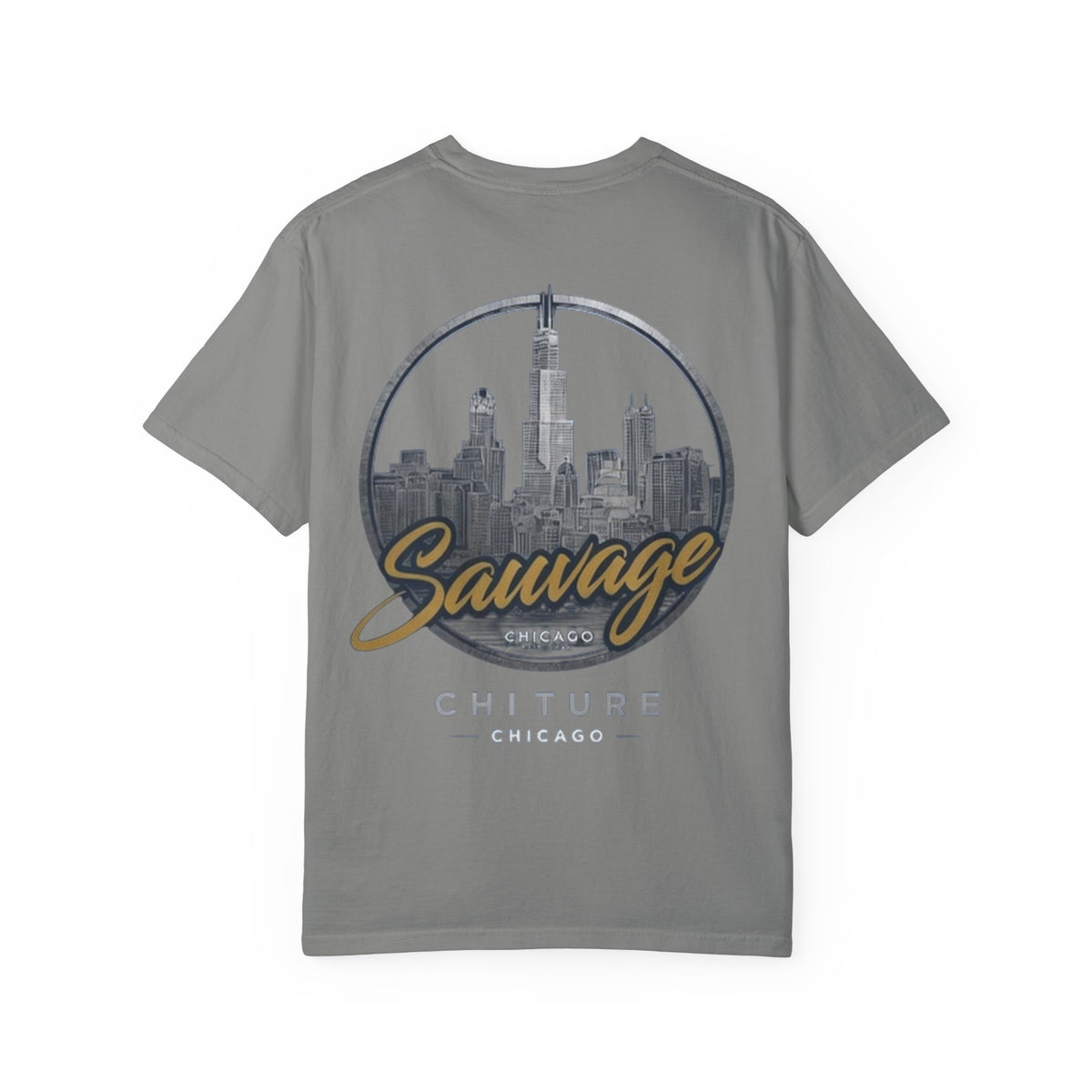 Chicago Skyline T-Shirt — "Sauvage" Graphic Tee Gold