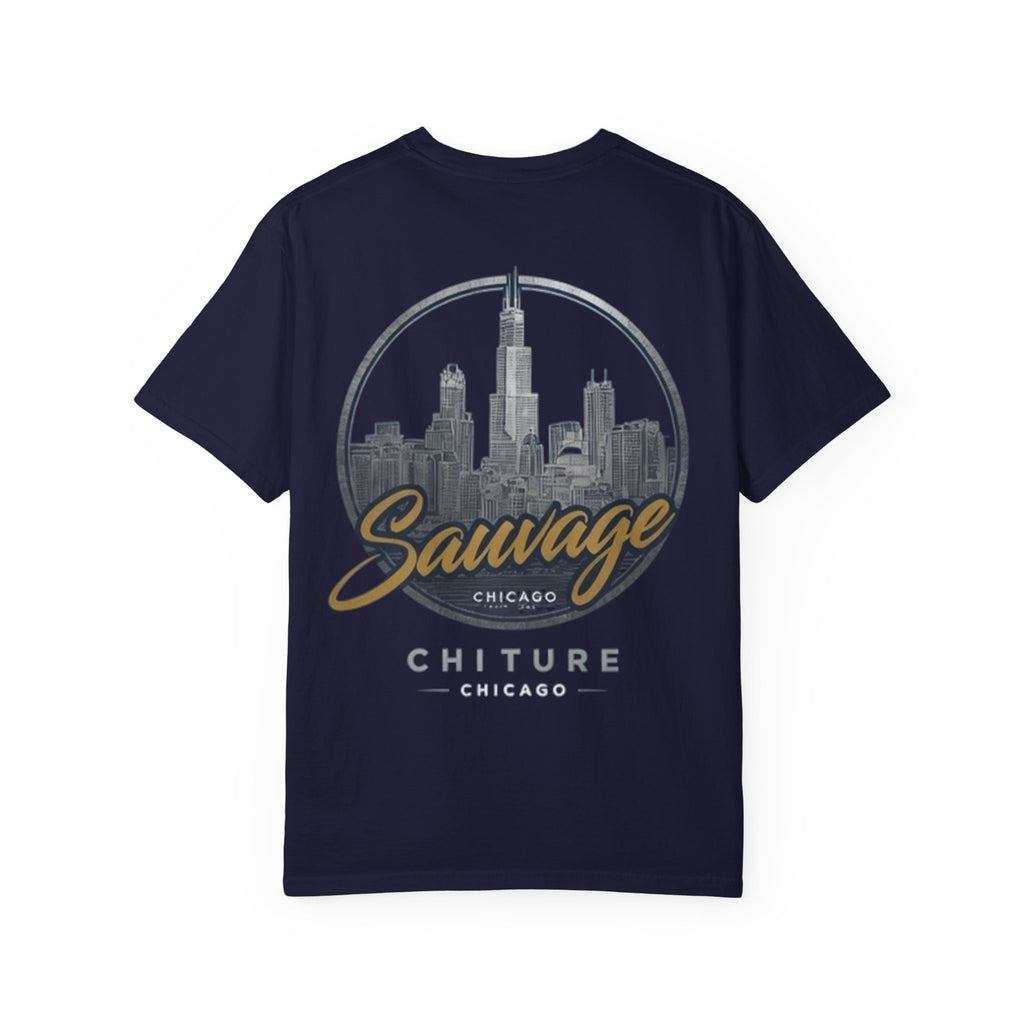 Chicago Skyline T-Shirt — "Sauvage" Graphic Tee Gold