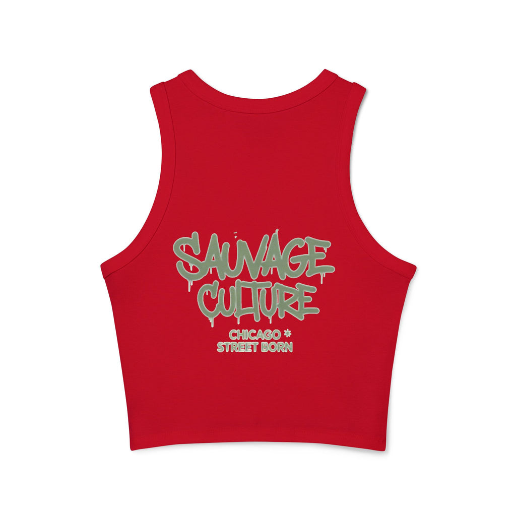 Racer Tank — "Sauvage Culture" Graffiti Crop Tank (Chicago Street Born)