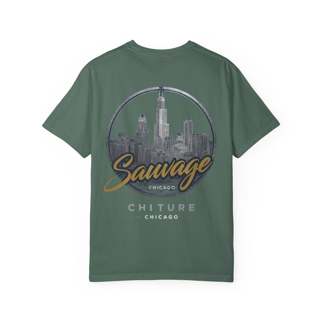 Chicago Skyline T-Shirt — "Sauvage" Graphic Tee Gold