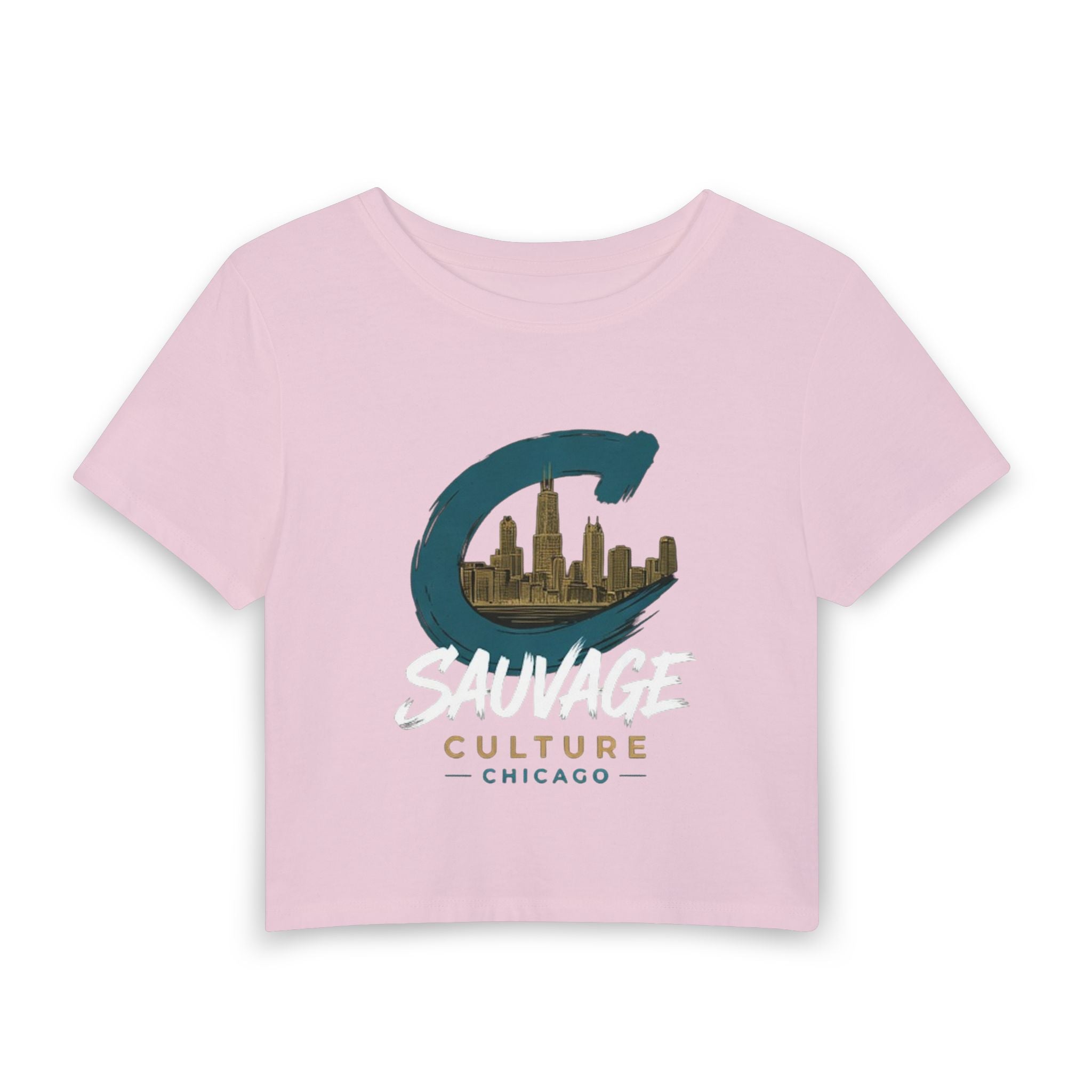 Chicago 'Sauvage Culture' Women's Baby Tee — City Skyline Crop Top