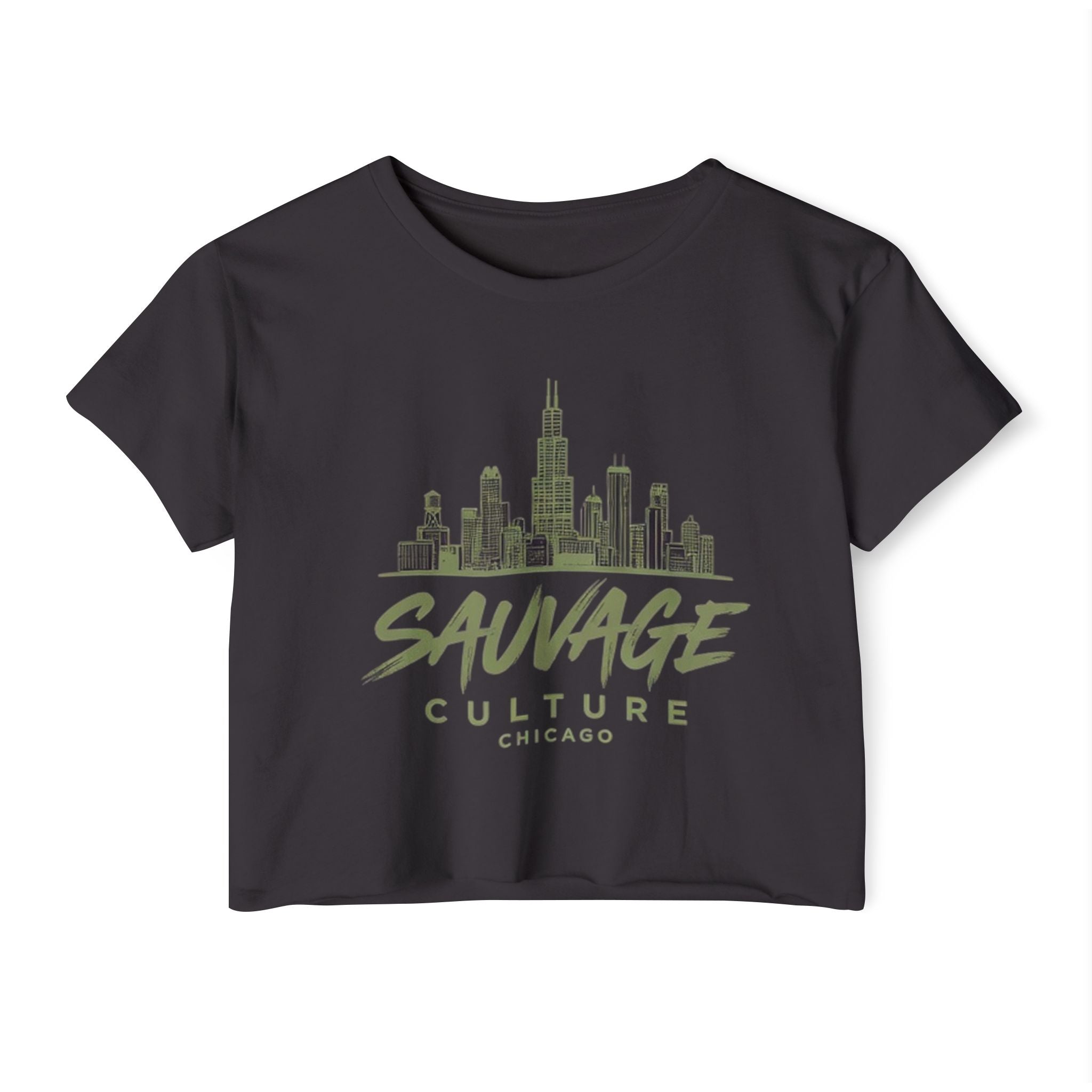 Chicago Skyline Crop Top — "Sauvage Culture" Festival Tee