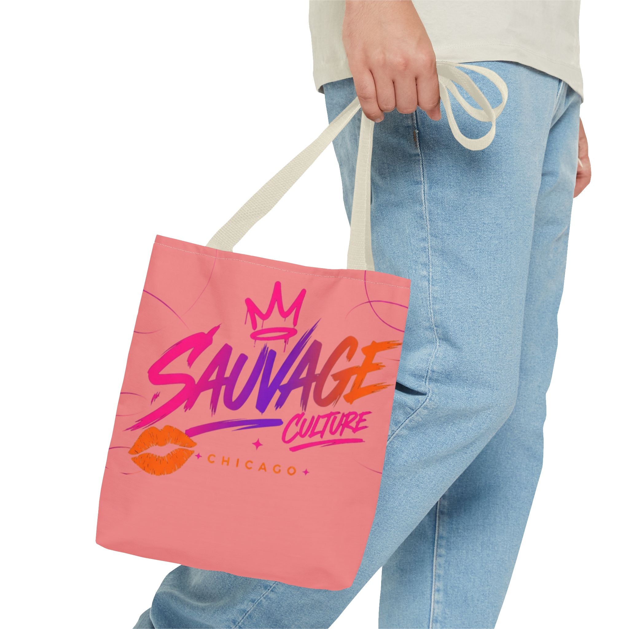 Sauvage Culture Tote Bag — Pink Graphic Shopper