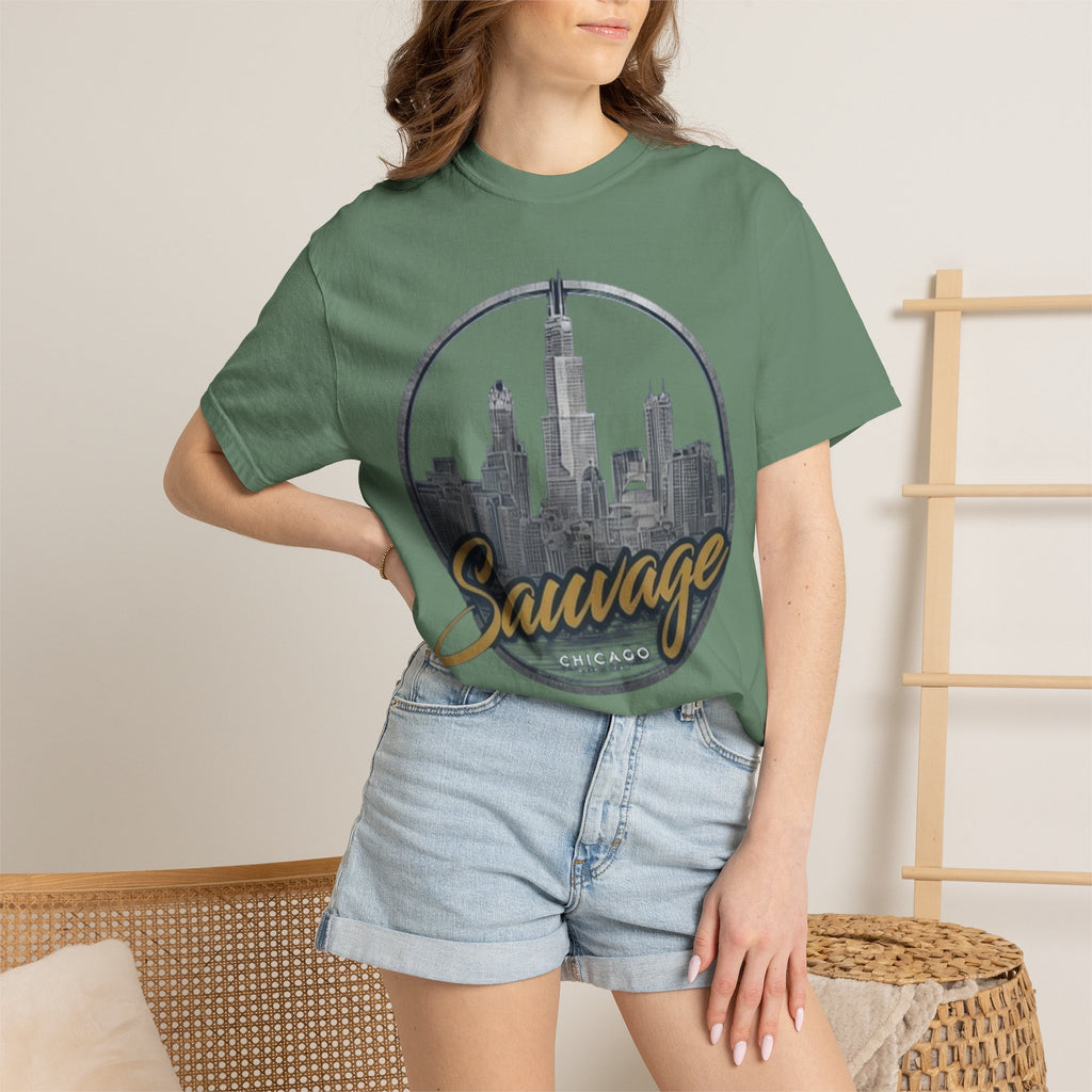 Chicago Skyline T-Shirt — "Sauvage" Graphic Tee Gold