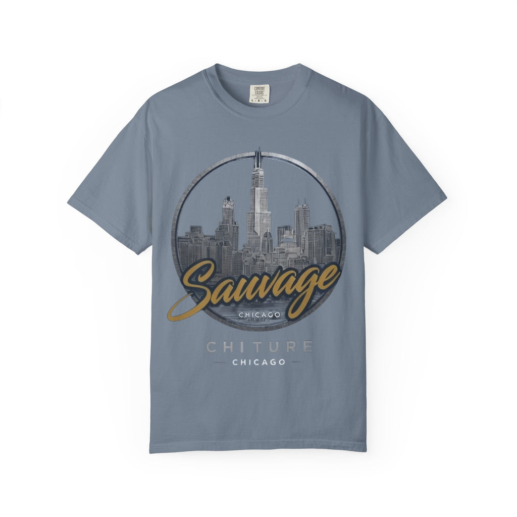 Chicago Skyline T-Shirt — "Sauvage" Graphic Tee Gold