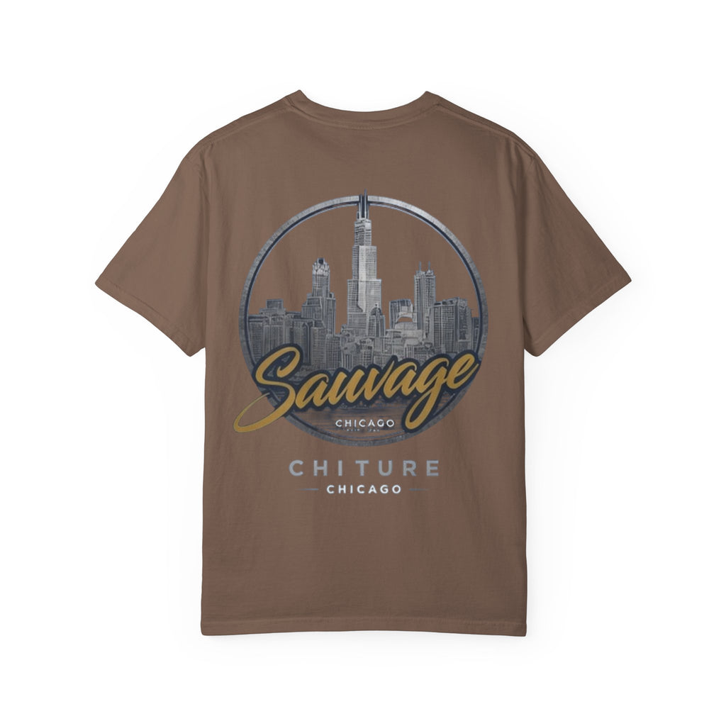 Chicago Skyline T-Shirt — "Sauvage" Graphic Tee Gold
