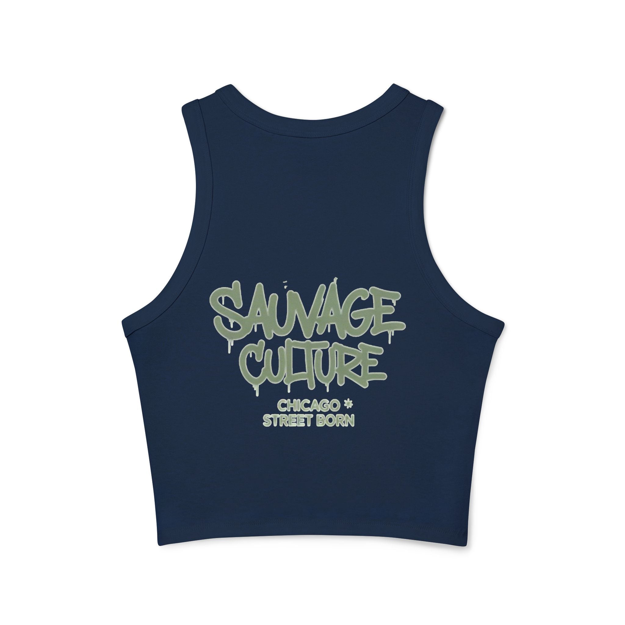 Racer Tank — "Sauvage Culture" Graffiti Crop Tank (Chicago Street Born)
