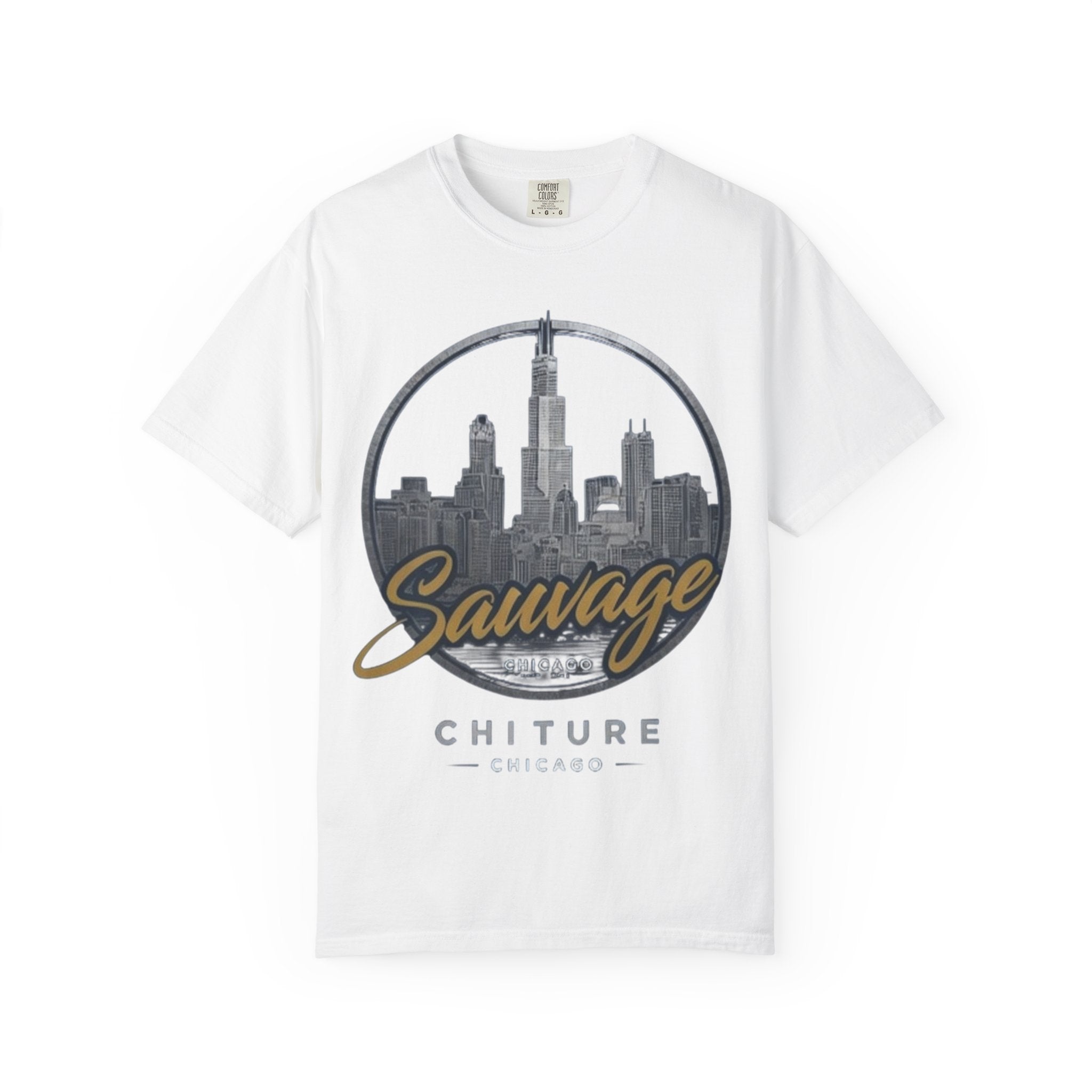 Chicago Skyline T-Shirt — "Sauvage" Graphic Tee Gold