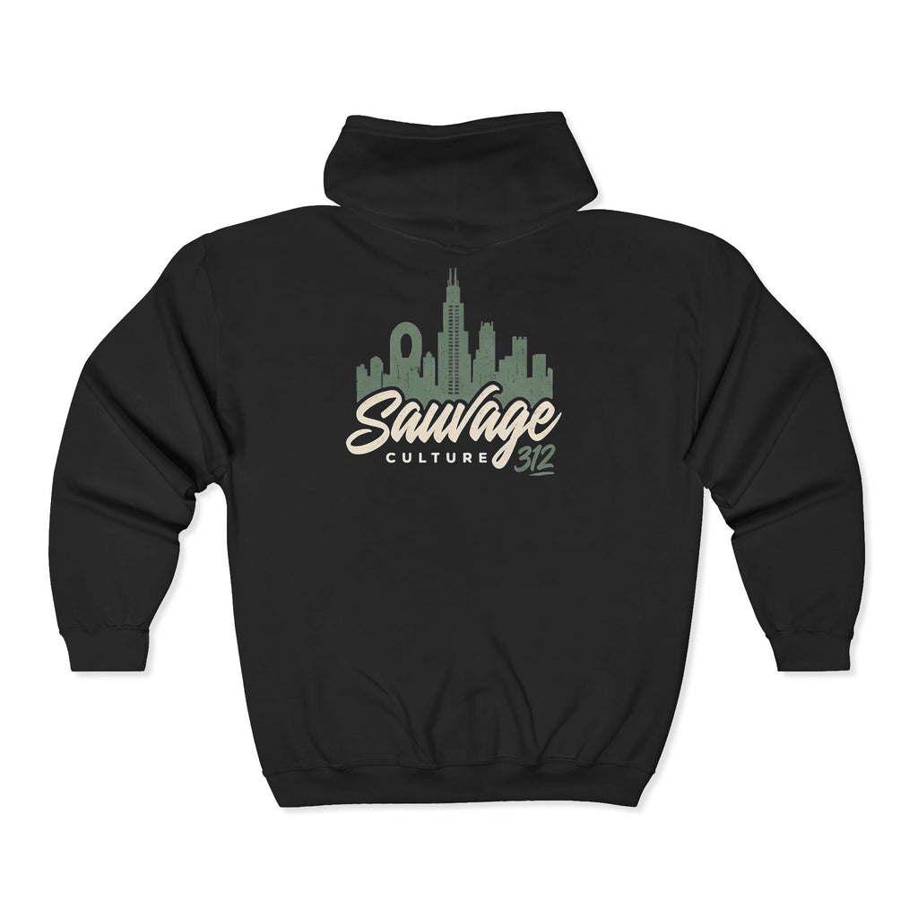 Savage Culture City Skyline Zip Hoodie – Urban Vintage Graphic Hoodie