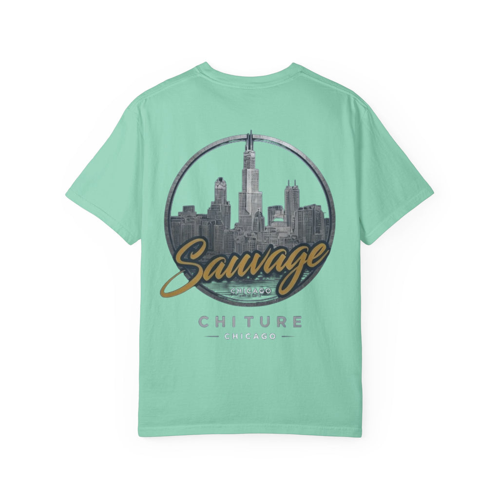 Chicago Skyline T-Shirt — "Sauvage" Graphic Tee Gold