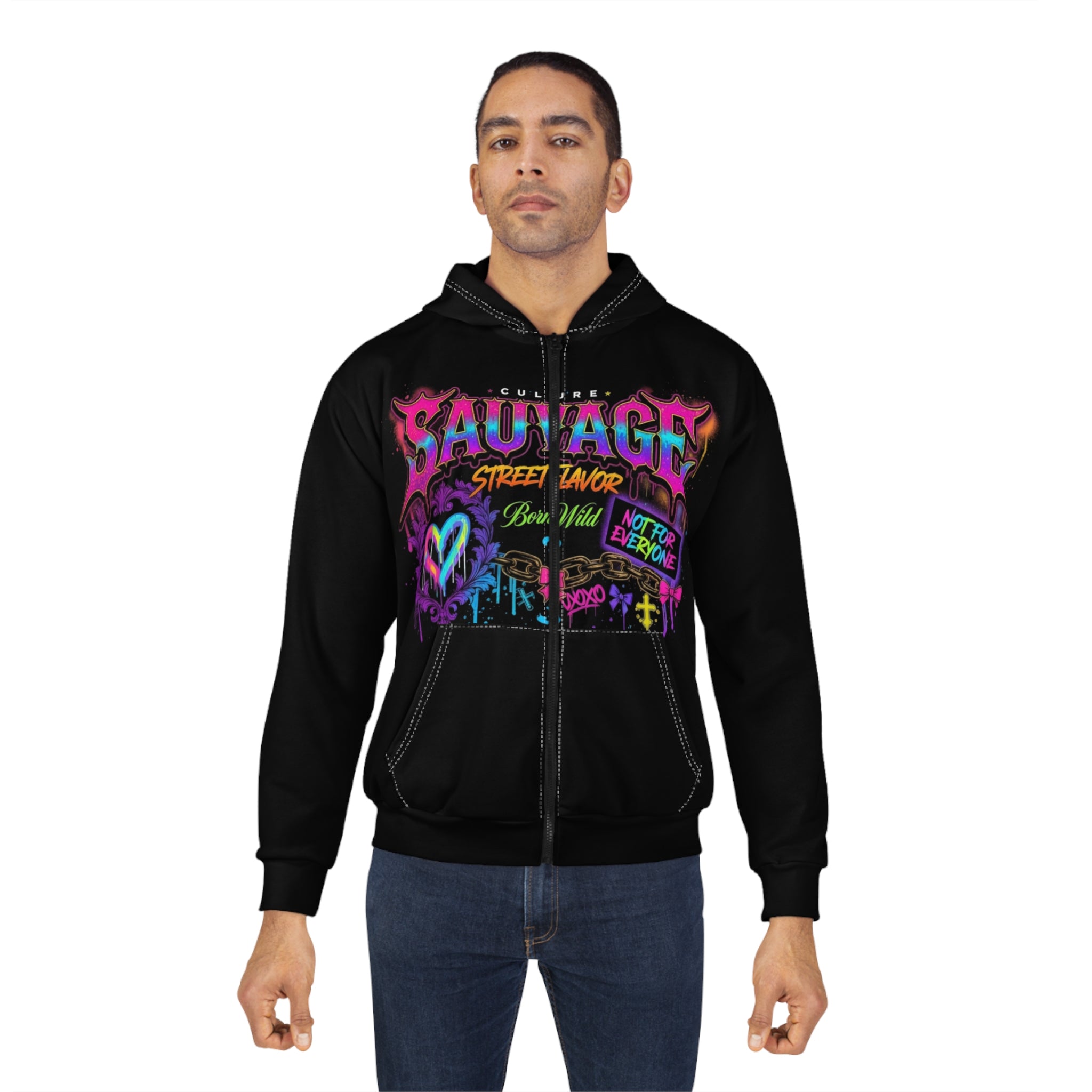 Savage Neon Graffiti Zip Hoodie