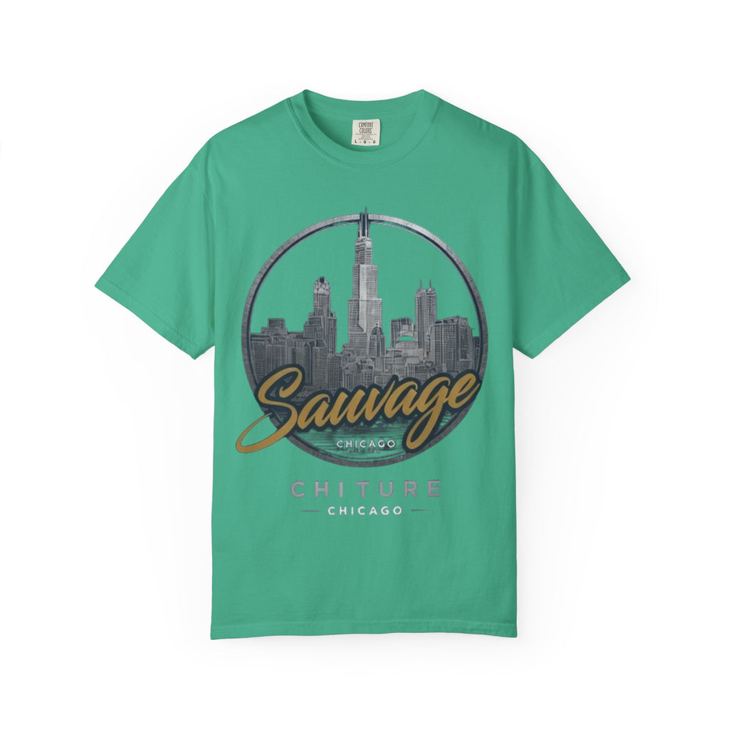 Chicago Skyline T-Shirt — "Sauvage" Graphic Tee Gold