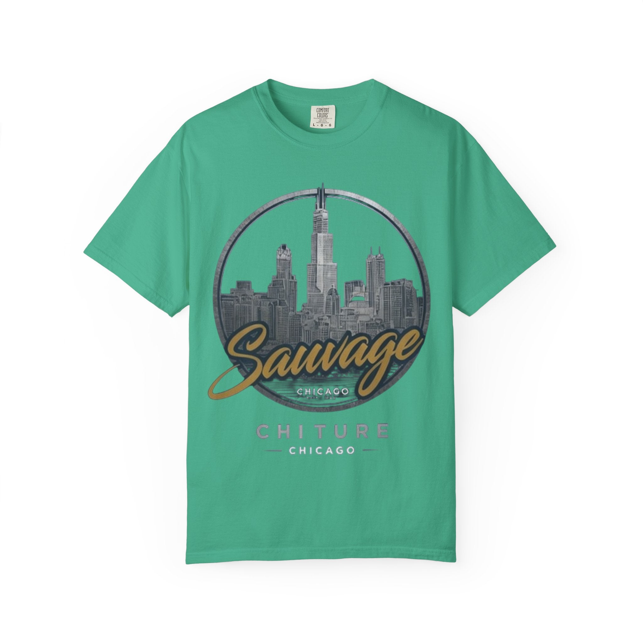 Chicago Skyline T-Shirt — "Sauvage" Graphic Tee Gold